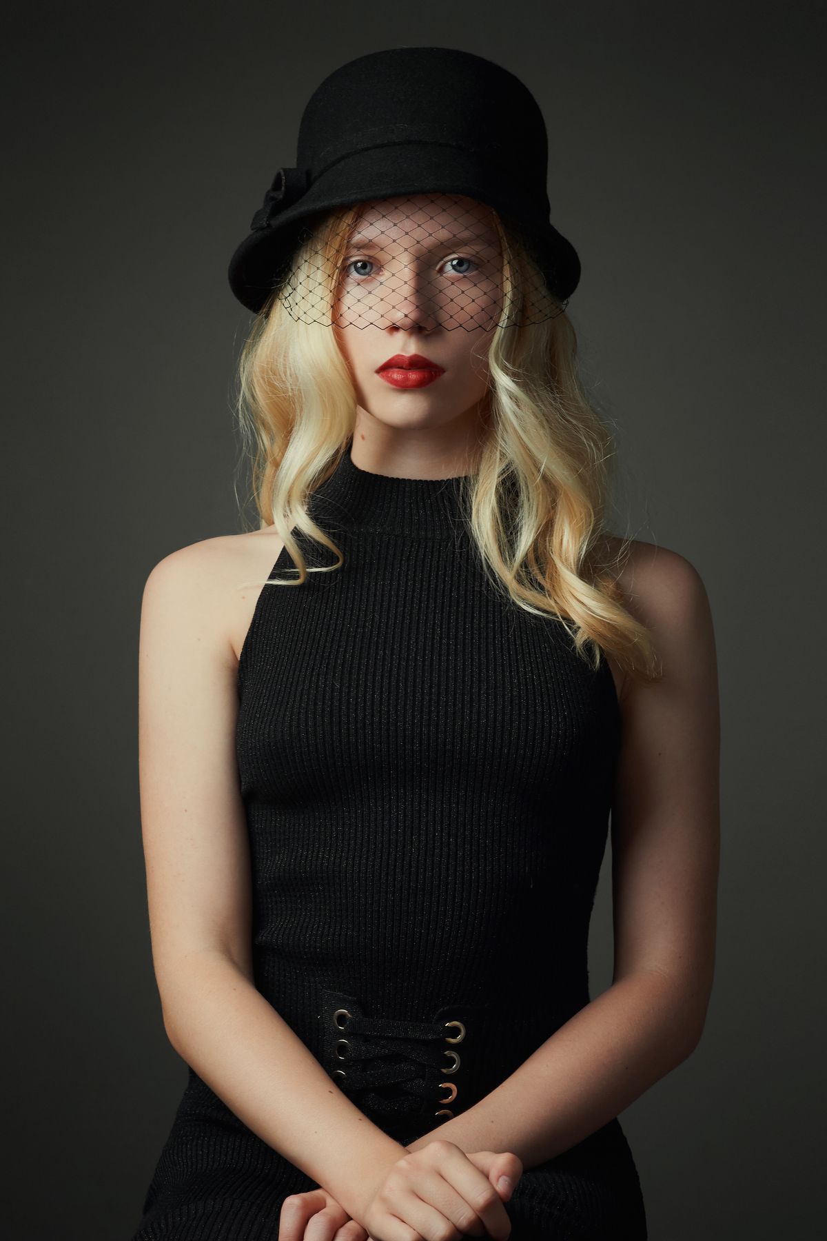 Rustam Rakhimov Women Black Clothing Lipstick Blonde Hat 1200x1800