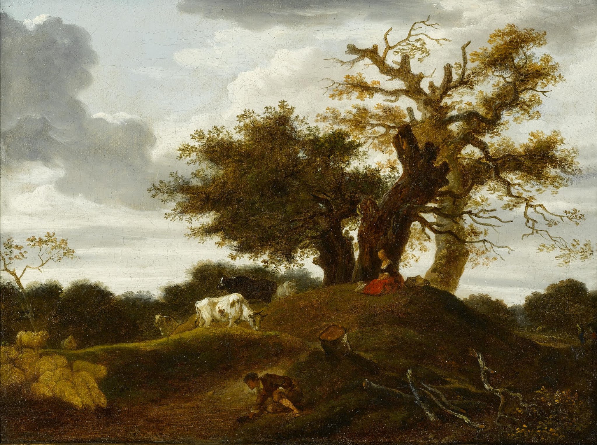 Classic Art Painting Jean Honore Fragonard Landscape Cow Sheep Animals Trees 2048x1526