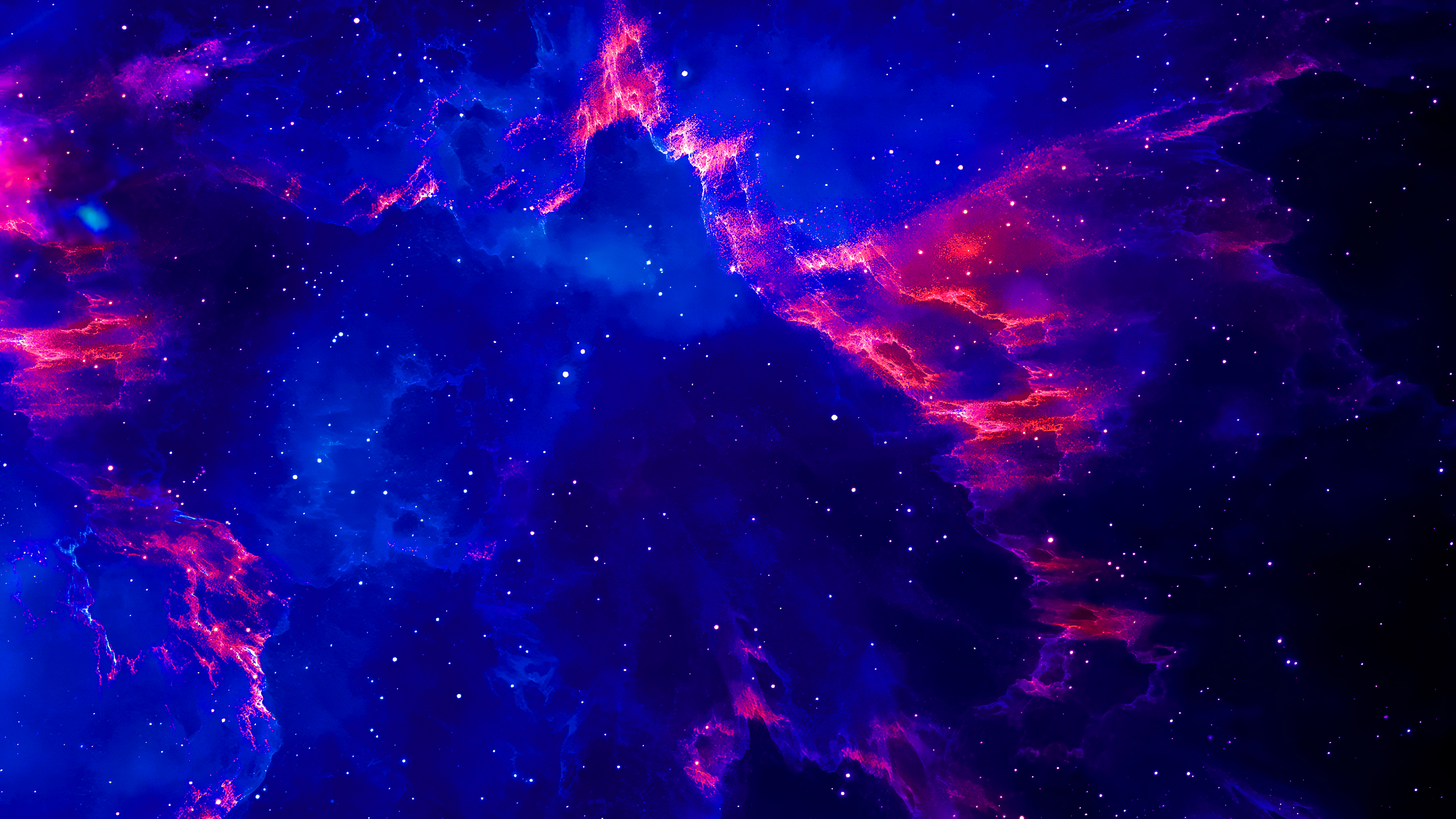 Stars Space Blue Red Neon Bright 5120x2880