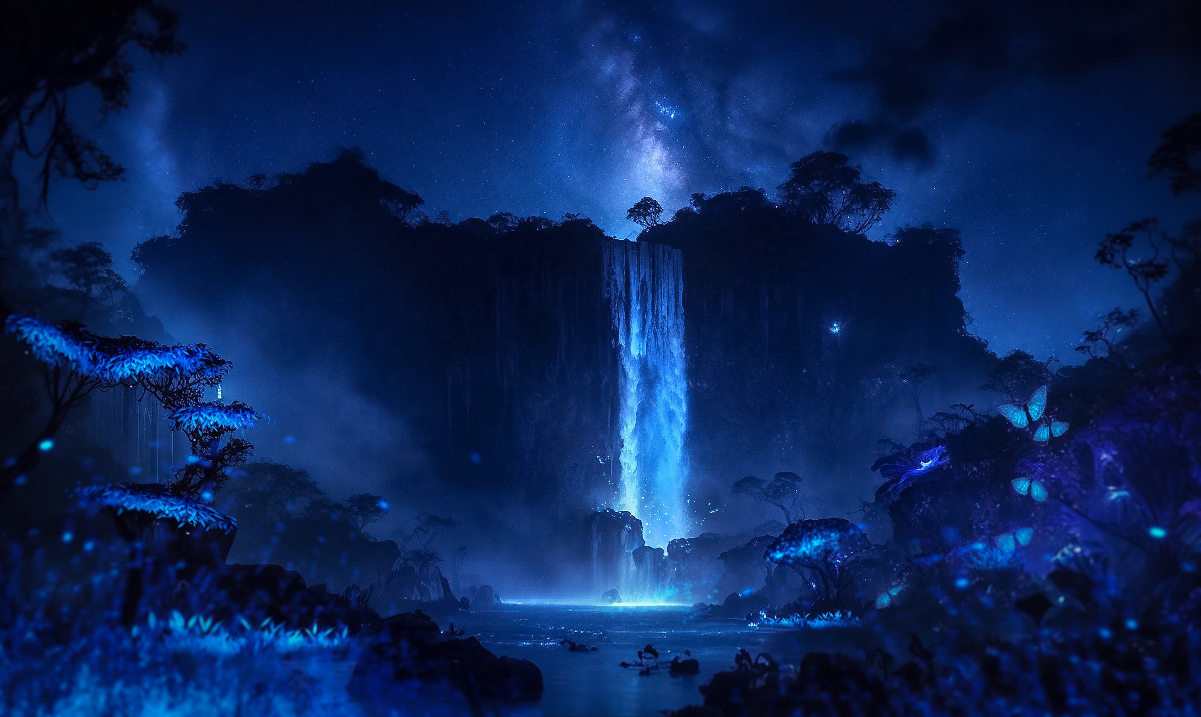Nature Waterfall Night 4128x2467