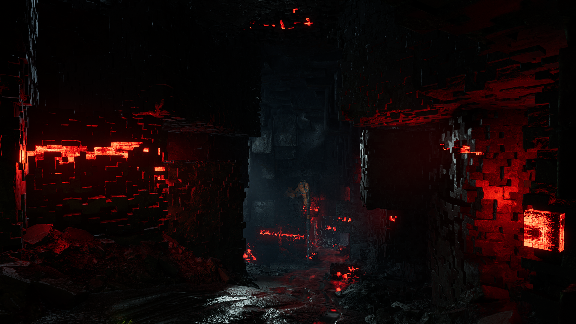 Guardians Of The Galaxy Game CGi Screen Shot Cave Mine Red Light Surreal Cubic Mud 1920x1080