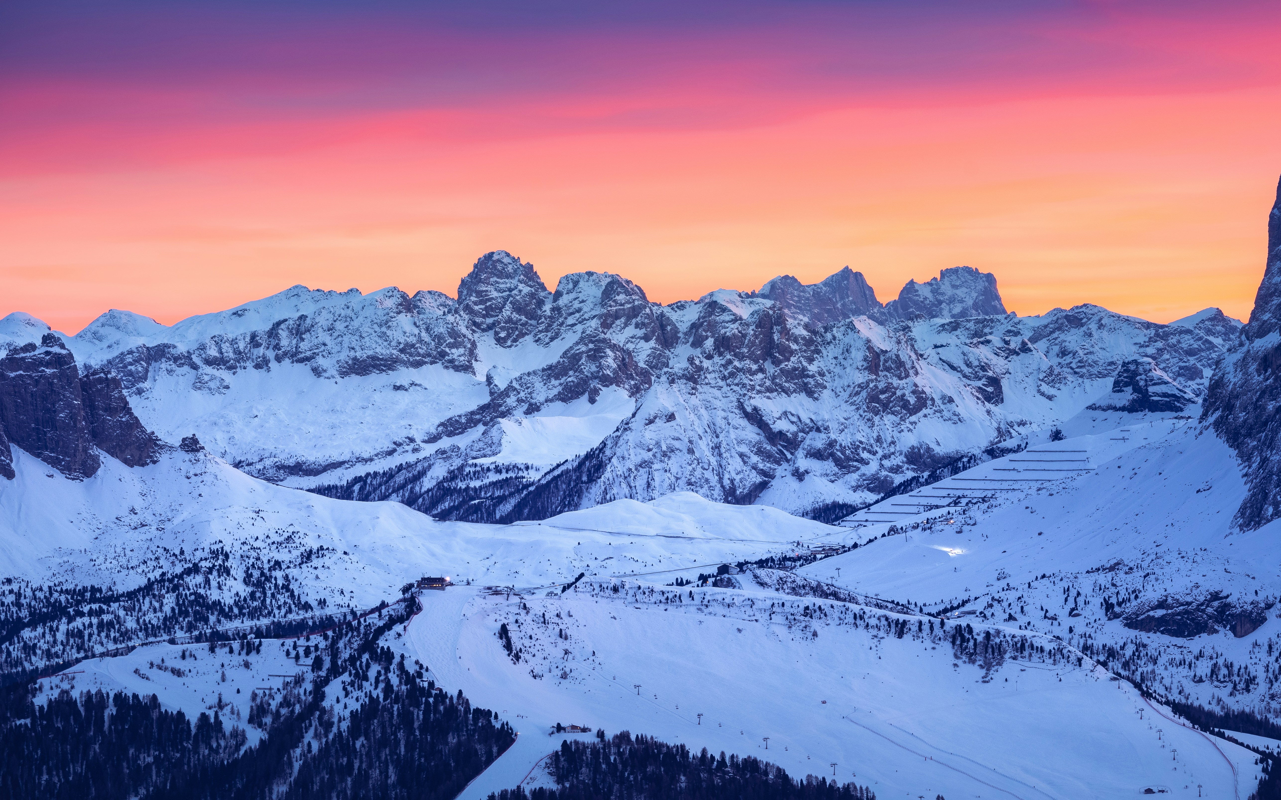 Landscape Skyscape Nature Sky Sunlight Sunset Snow Environment Trees Forest Winter Orange Sky 5145x3216