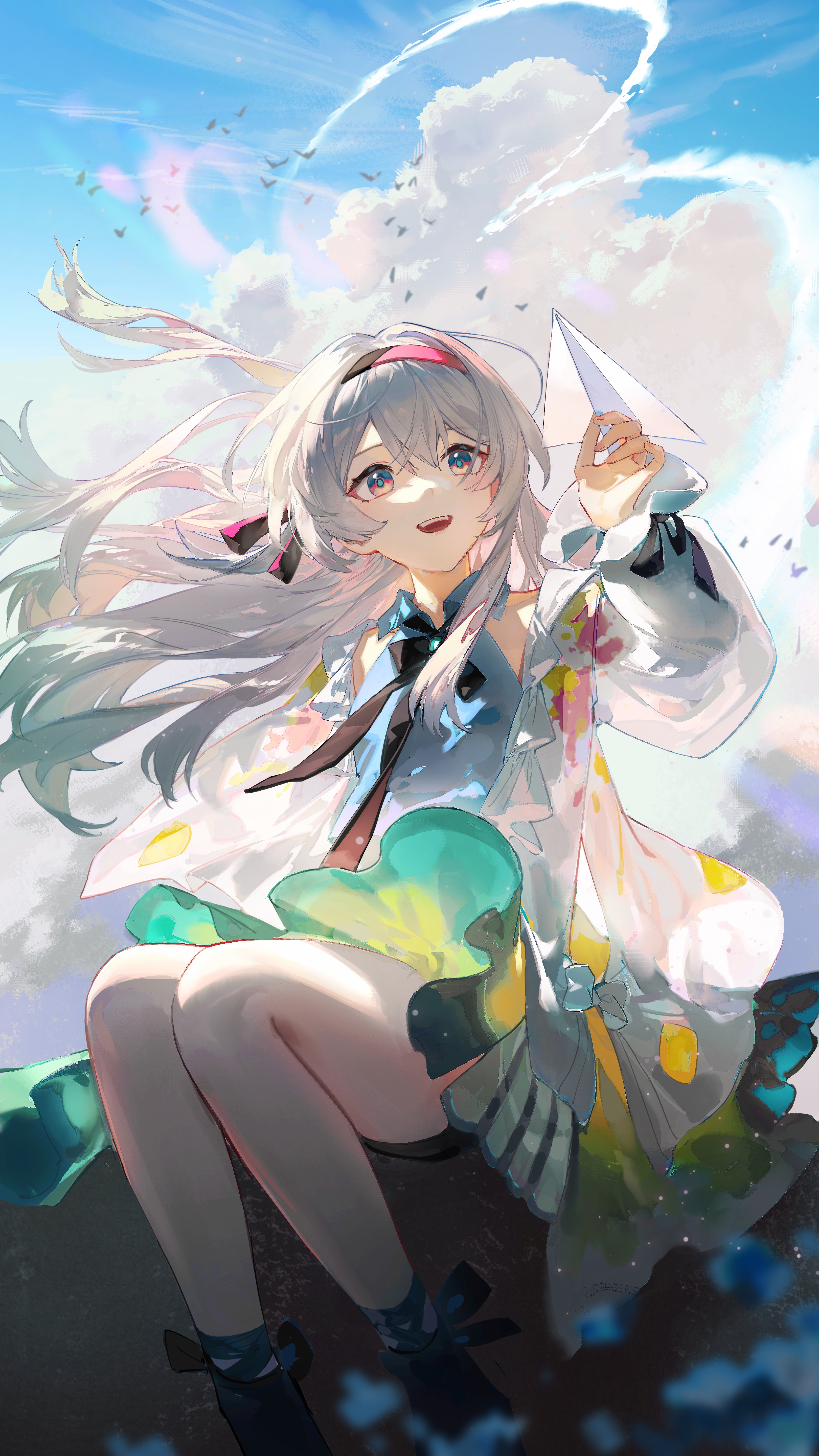 Honkai Star Rail Long Hair Portrait Display Sitting Firefly Honkai Star Rail Looking Away Windy Pape 3240x5760