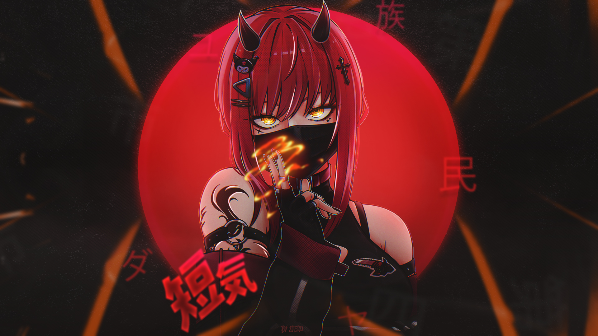 Anime Anime Girls Chainsaw Man Makima Chainsaw Man Ninja Girl Black Red Deamons 1920x1080