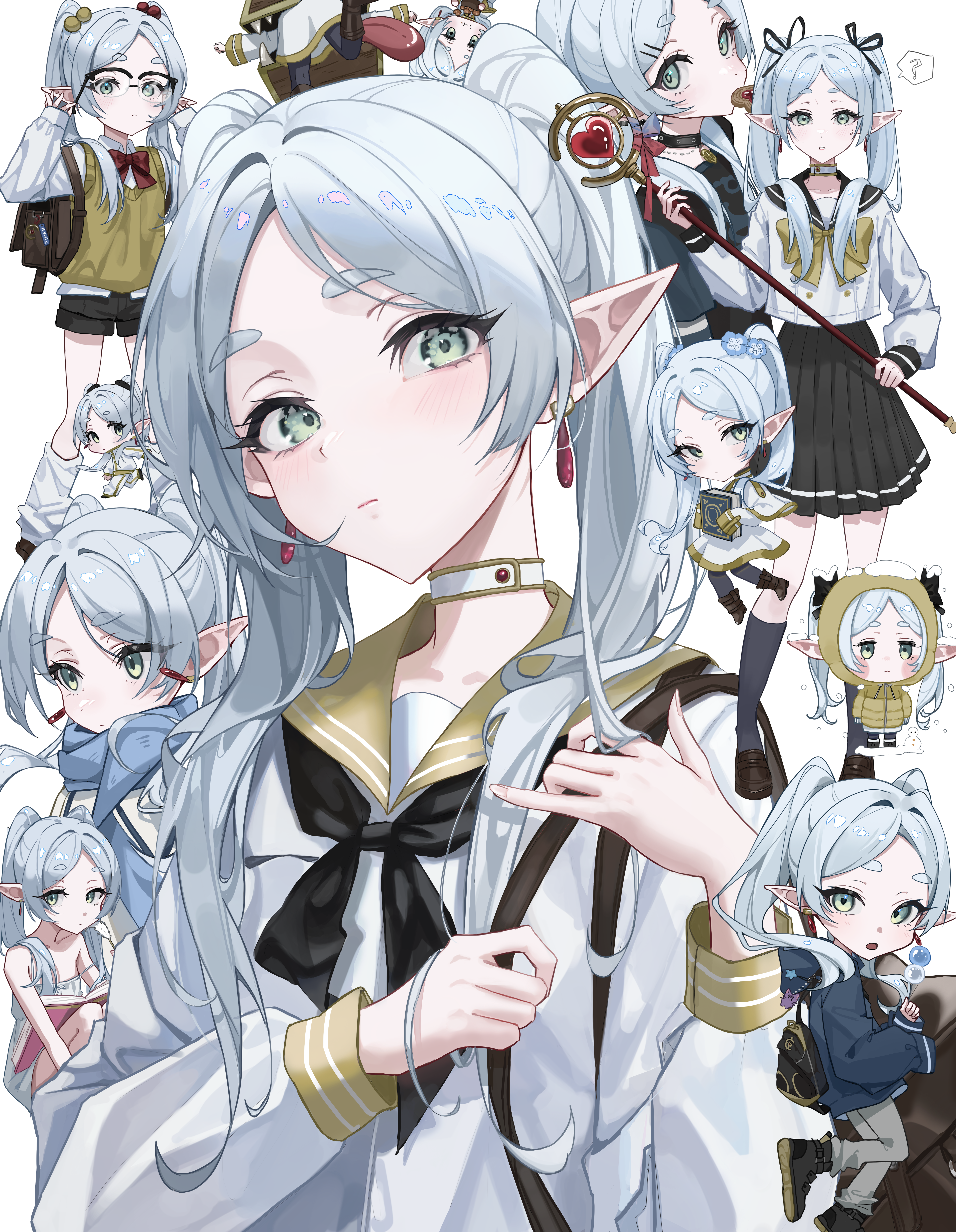 Sousou No Frieren Frieren Anime Girls Portrait Display School Uniform Pointy Ears Twintails Looking  4733x6097