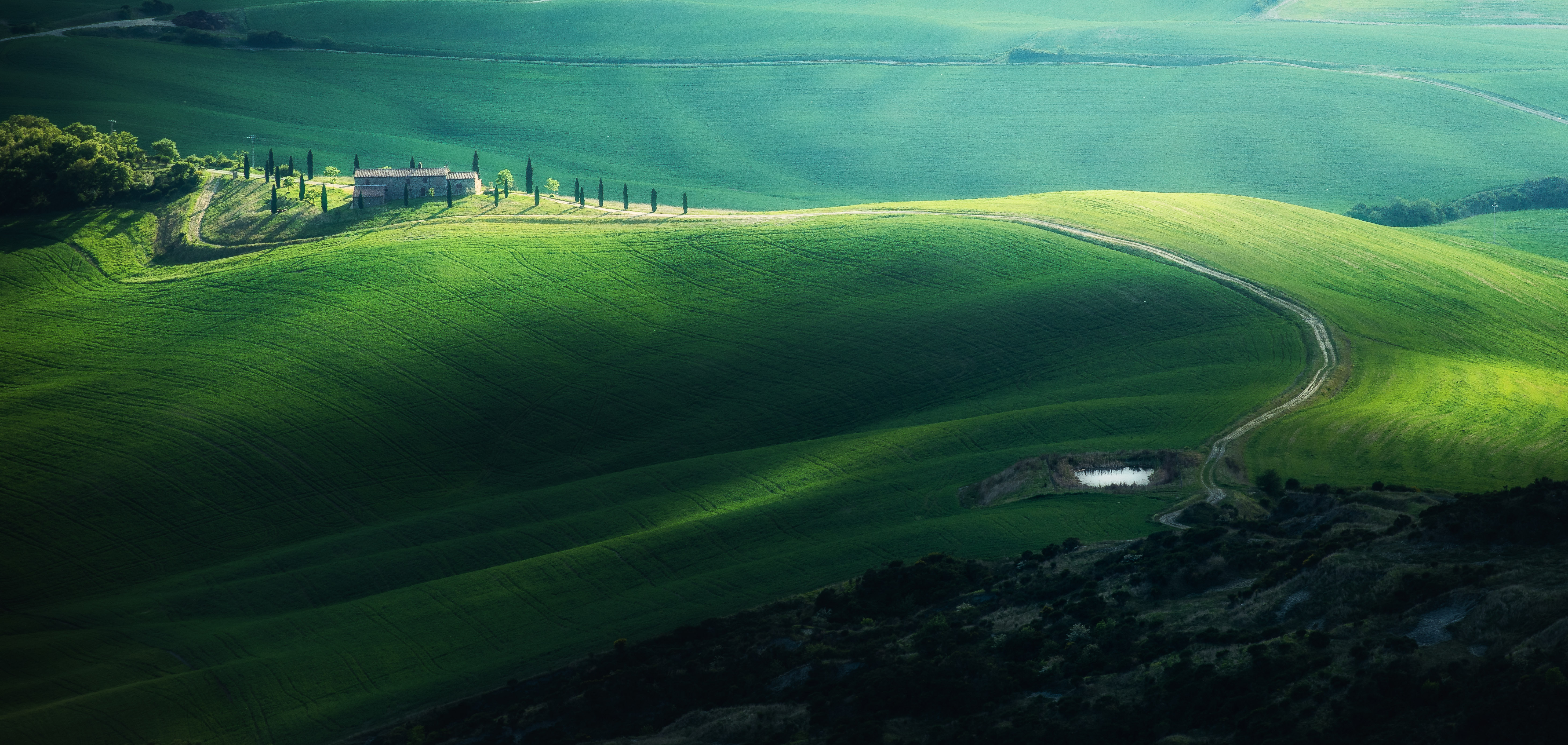 Nature Landscape Hills Sunrise Field 5841x2776