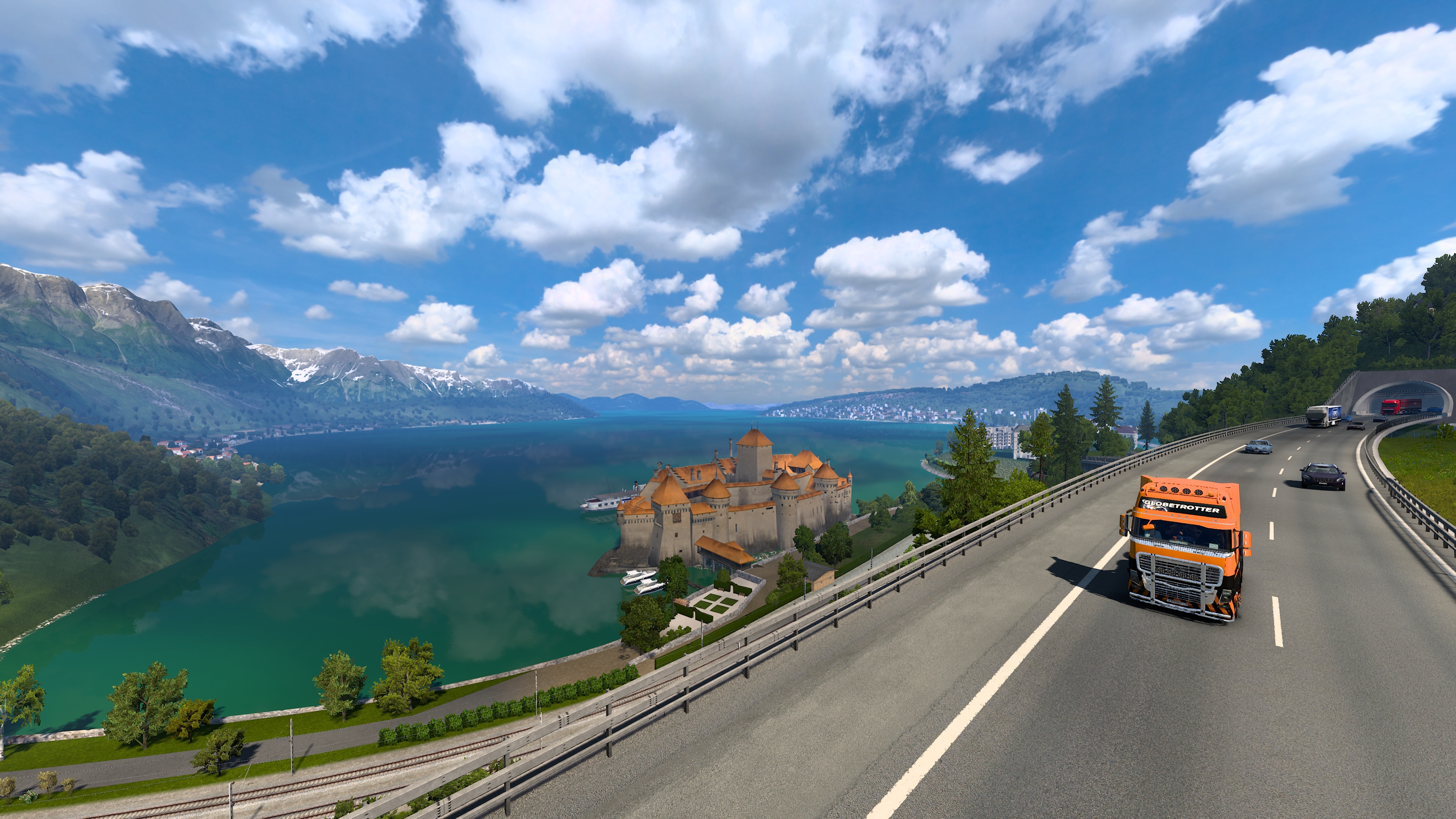 Euro Truck Simulator 2 SCS Software Volvo Truck CGi Sky Clouds Vehicle Road Digital Art Video Games  3840x2160