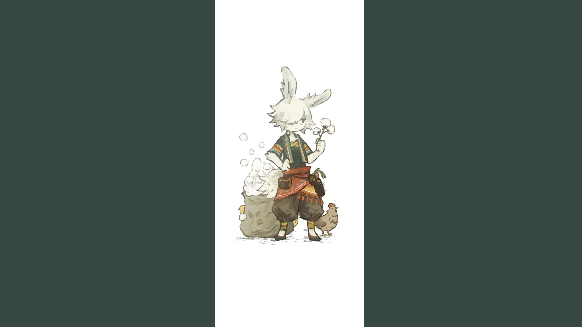 Rabbits Bunny Ears Chickens Cotton Tail White Hair Bag White Background Furry 1920x1080