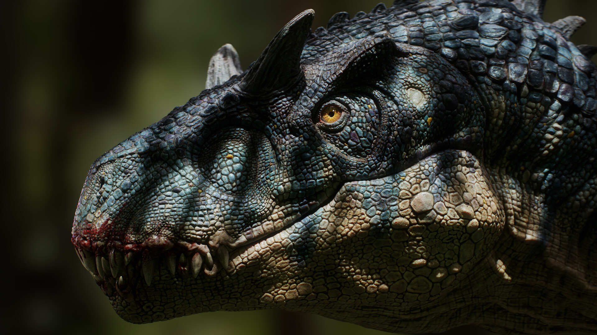 Jared Chavez CGi Dinosaurs Portrait Allosaurus Shadow 1920x1080