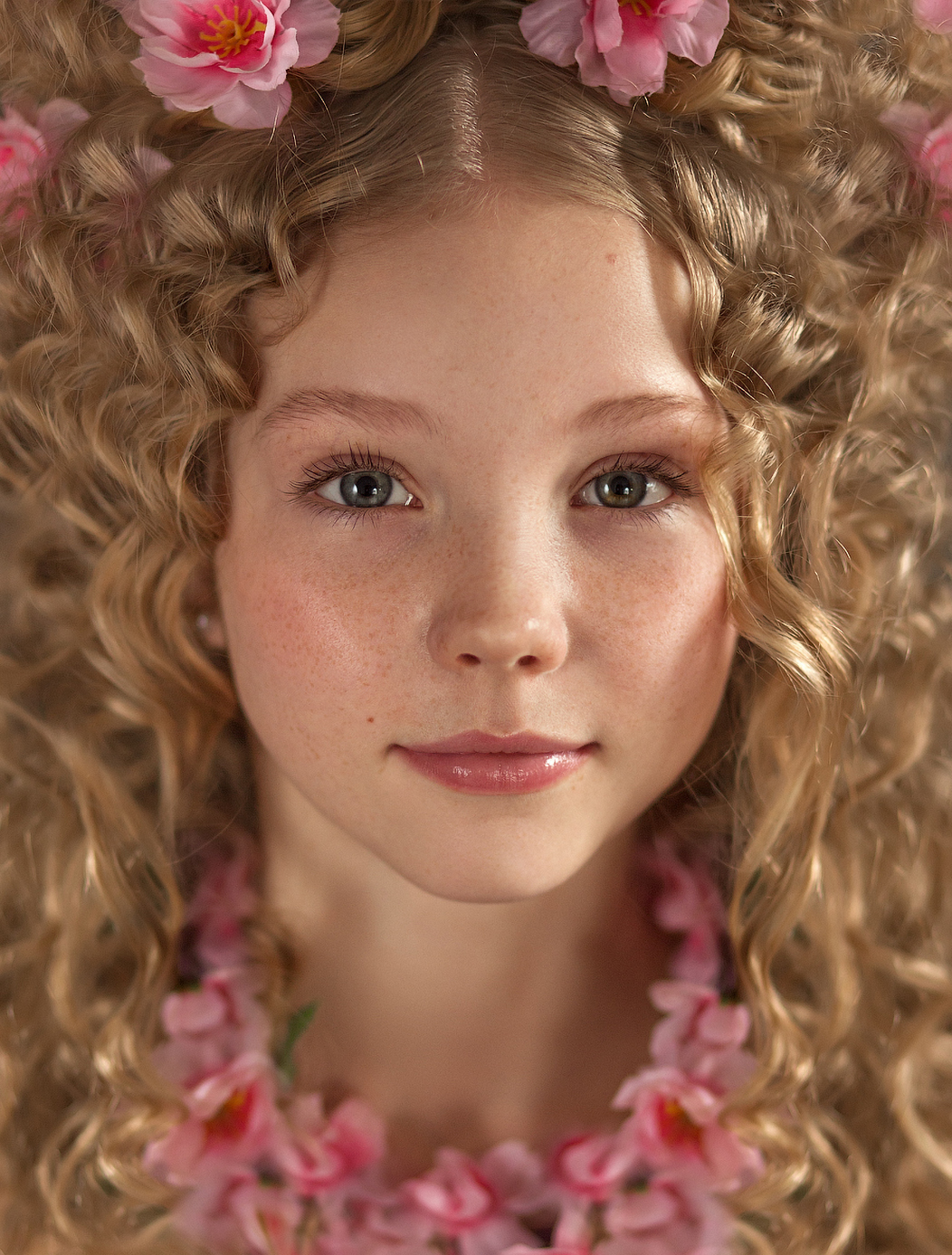 Tamara Choporova Women Portrait Blonde Wavy Hair Flowers 1052x1387