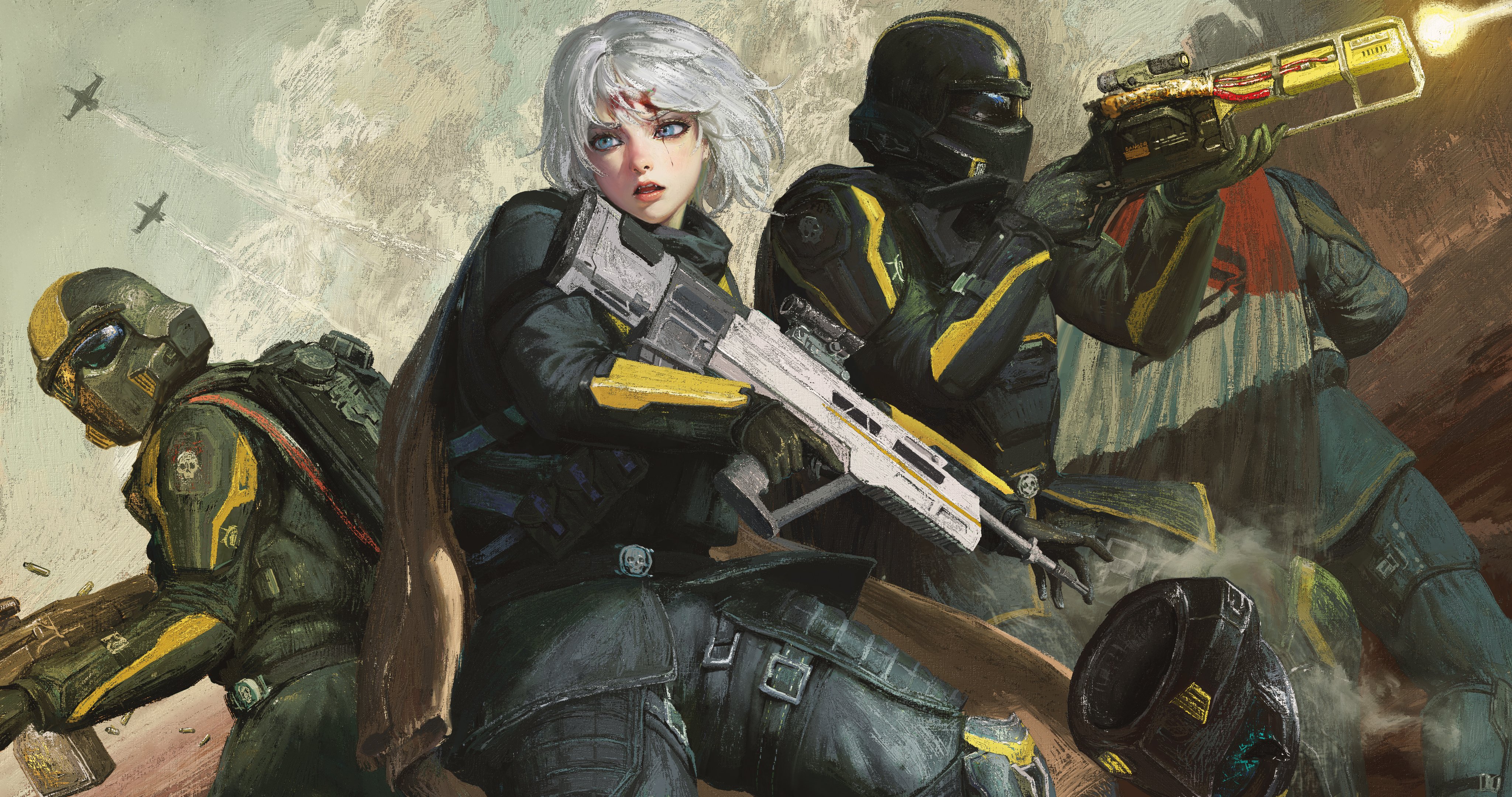 Helldivers 2 Anime Girls White Hair 4096x2160