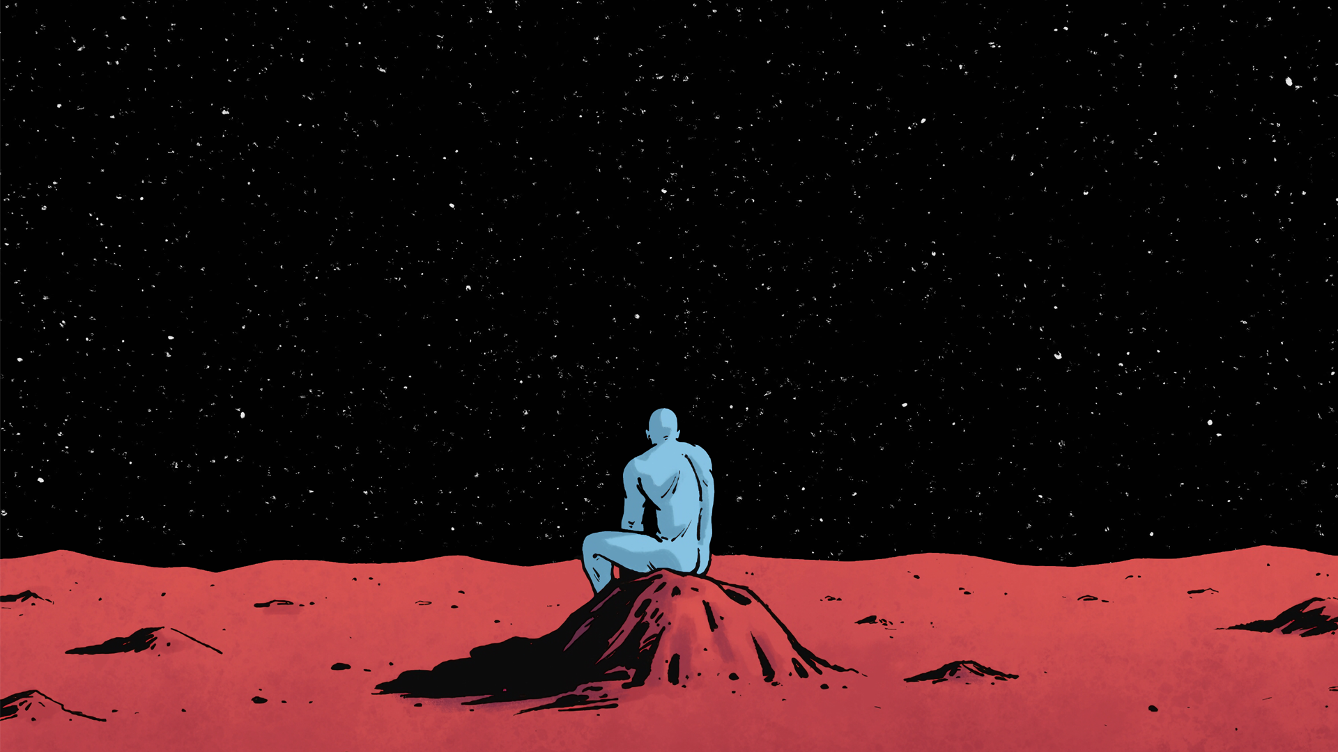 Dr Manhattan Stars Space Universe Sitting Thinking Black Mars Watchmen ...