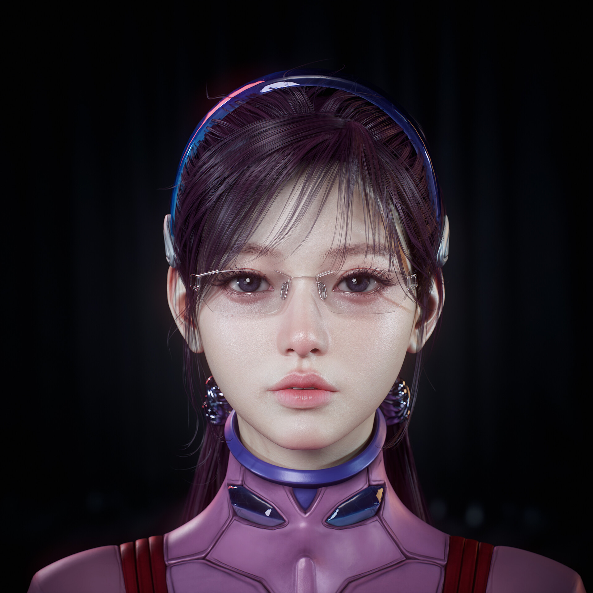 JiaNan Chen CGi Neon Genesis Evangelion Glasses Bangs 1920x1920