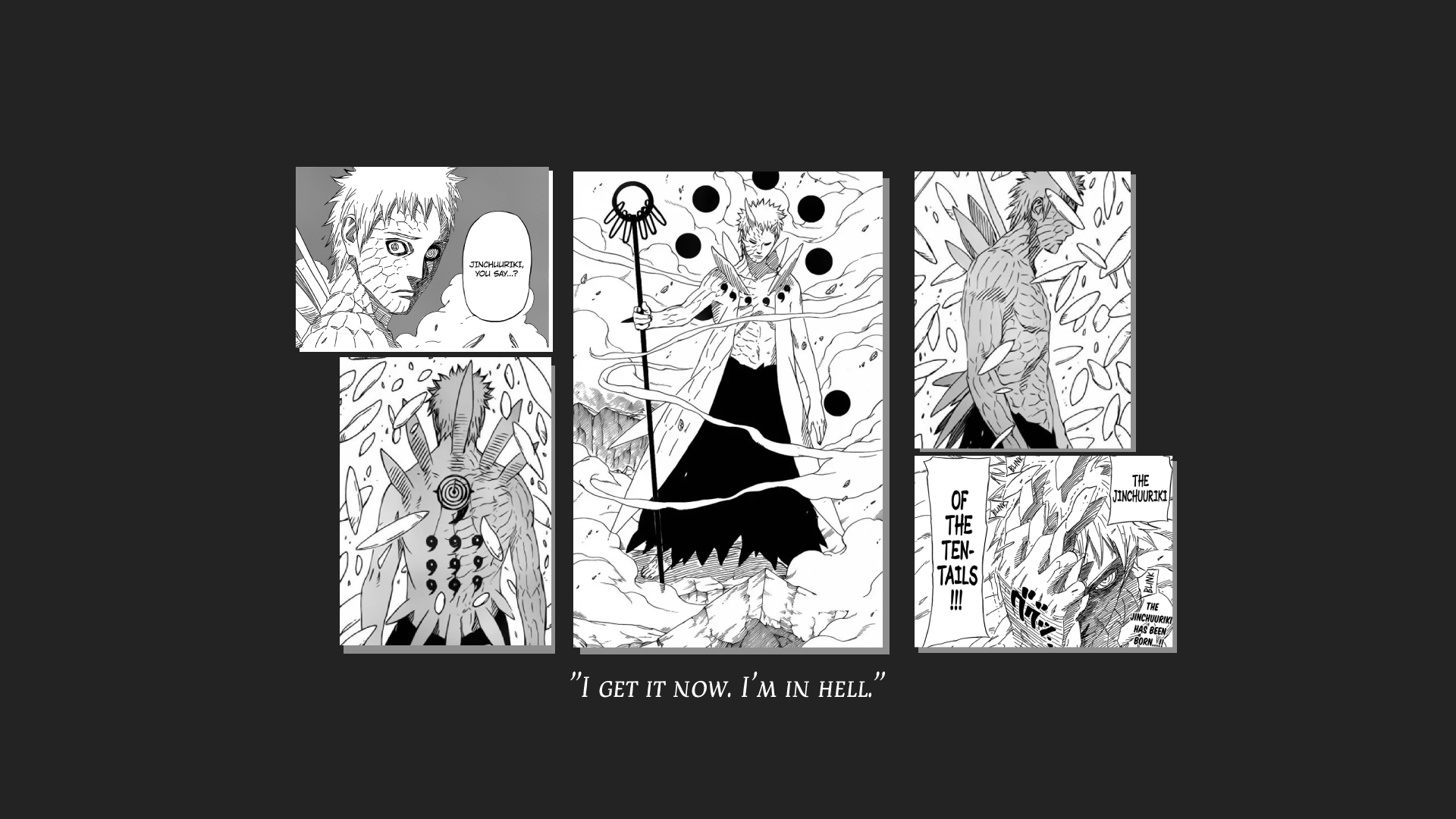 Naruto Anime Manga Nine Tails Uchiha Obito Monochrome 1920x1080