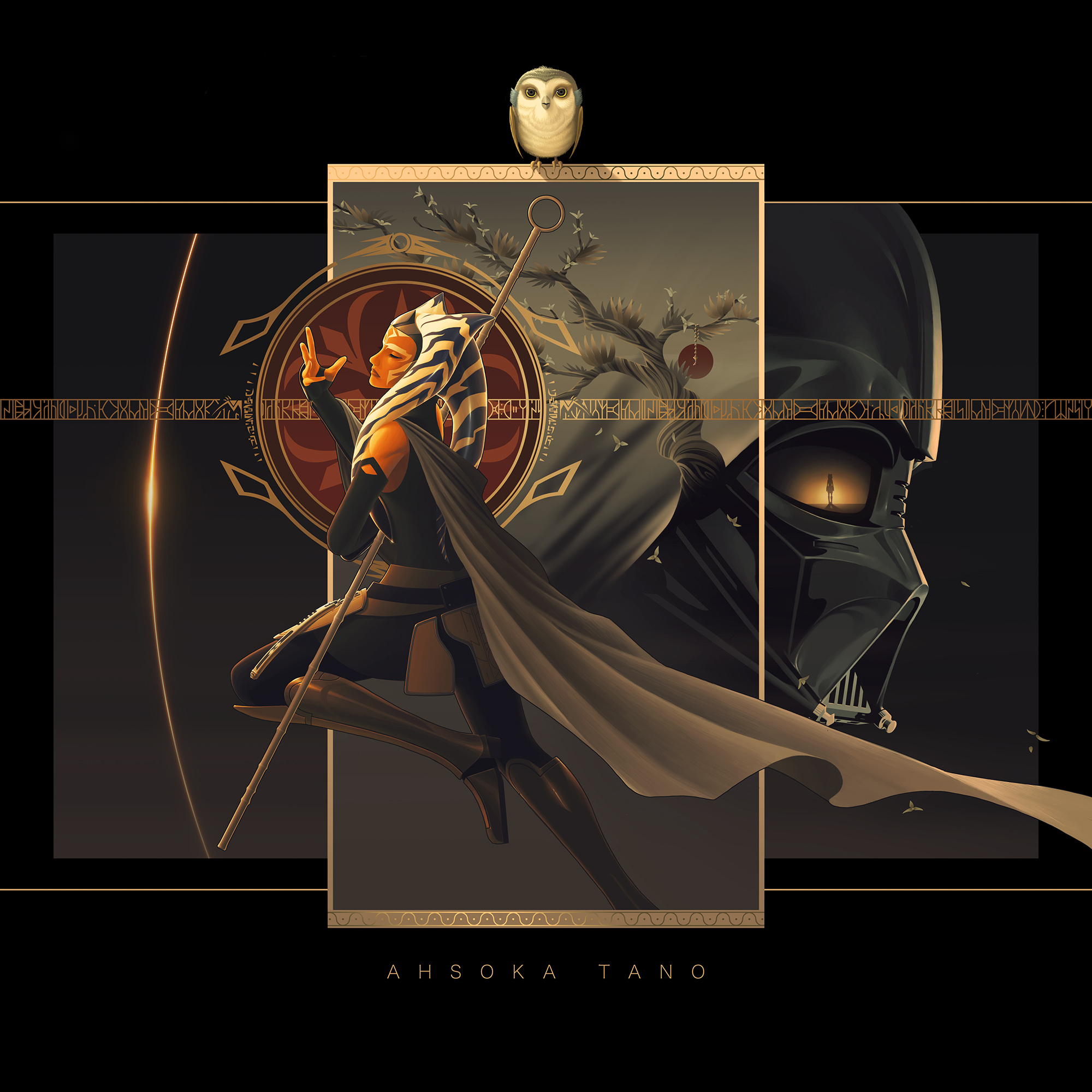 Star Wars Ahsoka Tano Darth Vader Anakin Skywalker Owl Digital Painting Jedi Sith 2000x2000