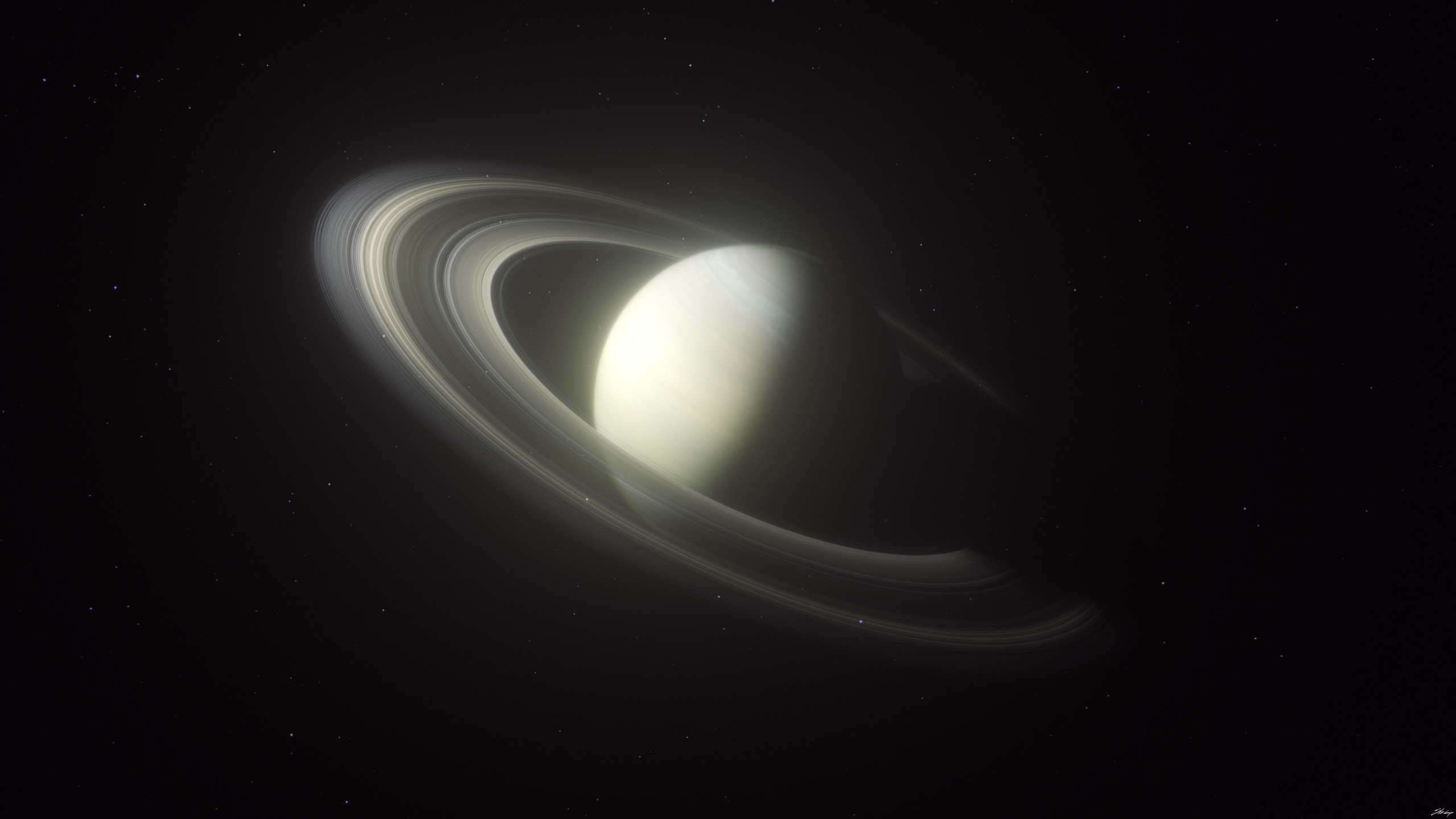 Saturn Solar System Digital Art Space Art 2560x1440