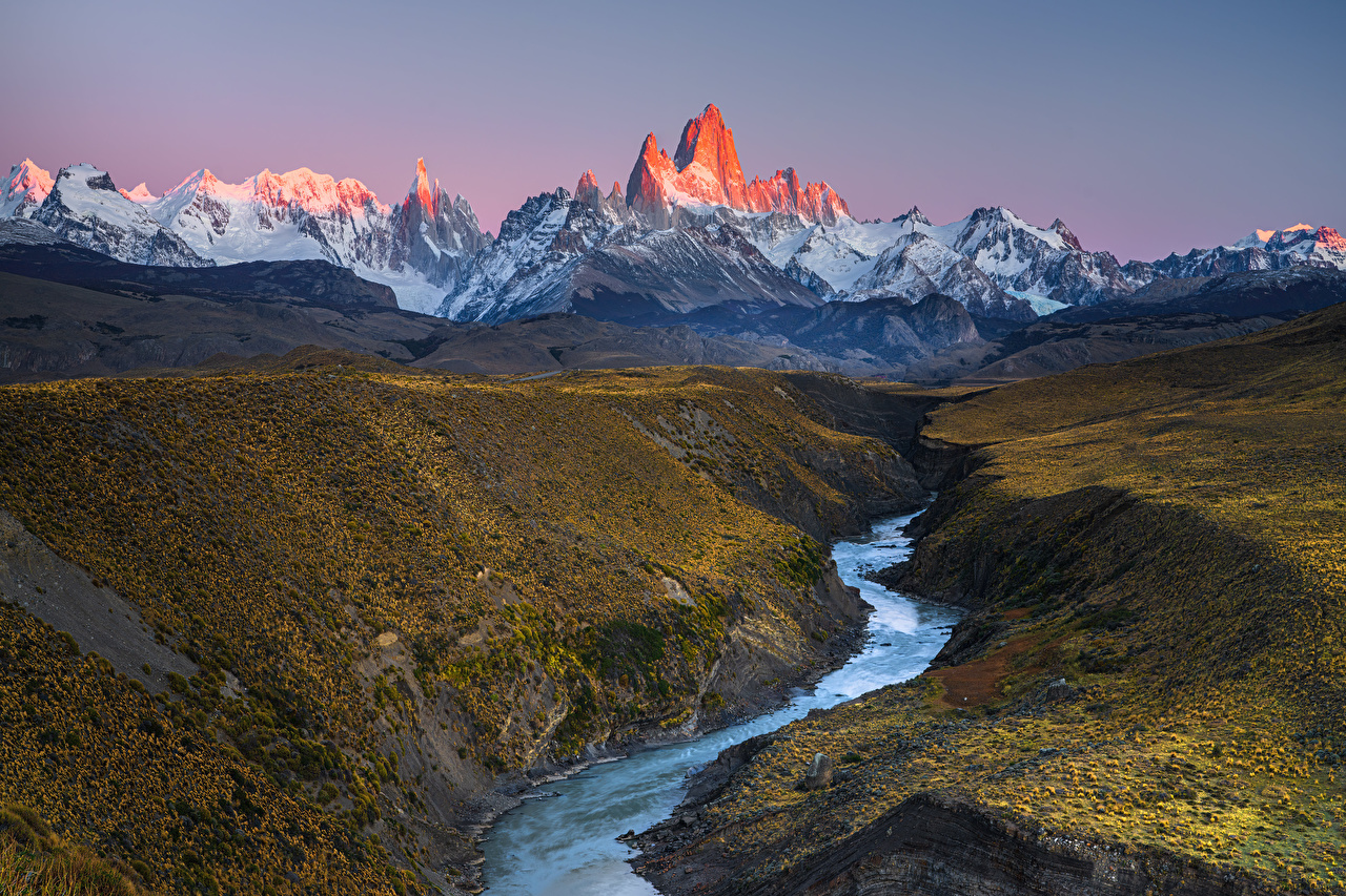 Nature Argentina Landscape Water River Sunset Mountains Valley 1280x853