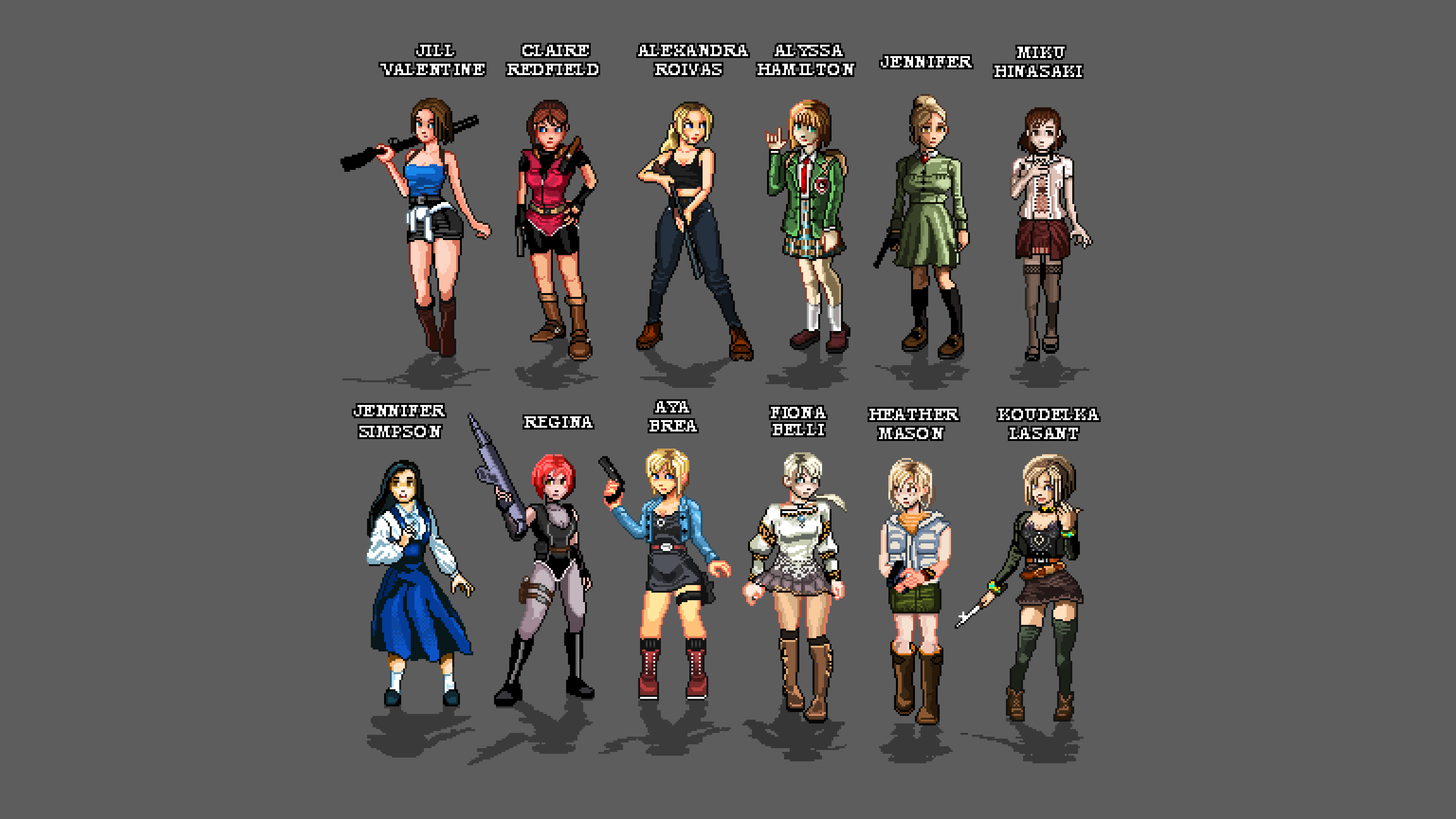 Video Games Video Game Girls Redhead Long Hair Jill Valentine Resident Evil Pixelated Pixel Art Bang 3840x2160