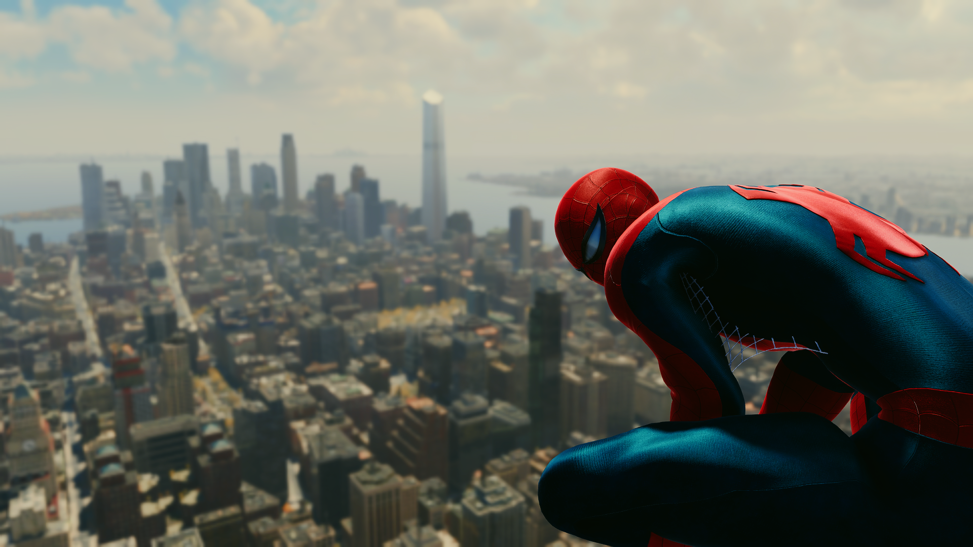 Spider Man Remastered Red City New York City Amazing Spider Man Insomniac Games Video Games 1920x1080