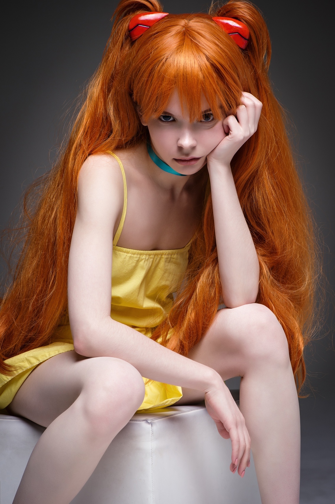 Zoltan Molnar Women Redhead Yellow Clothing Angry Asuka Langley Soryu Neon Genesis Evangelion Cospla 1133x1700