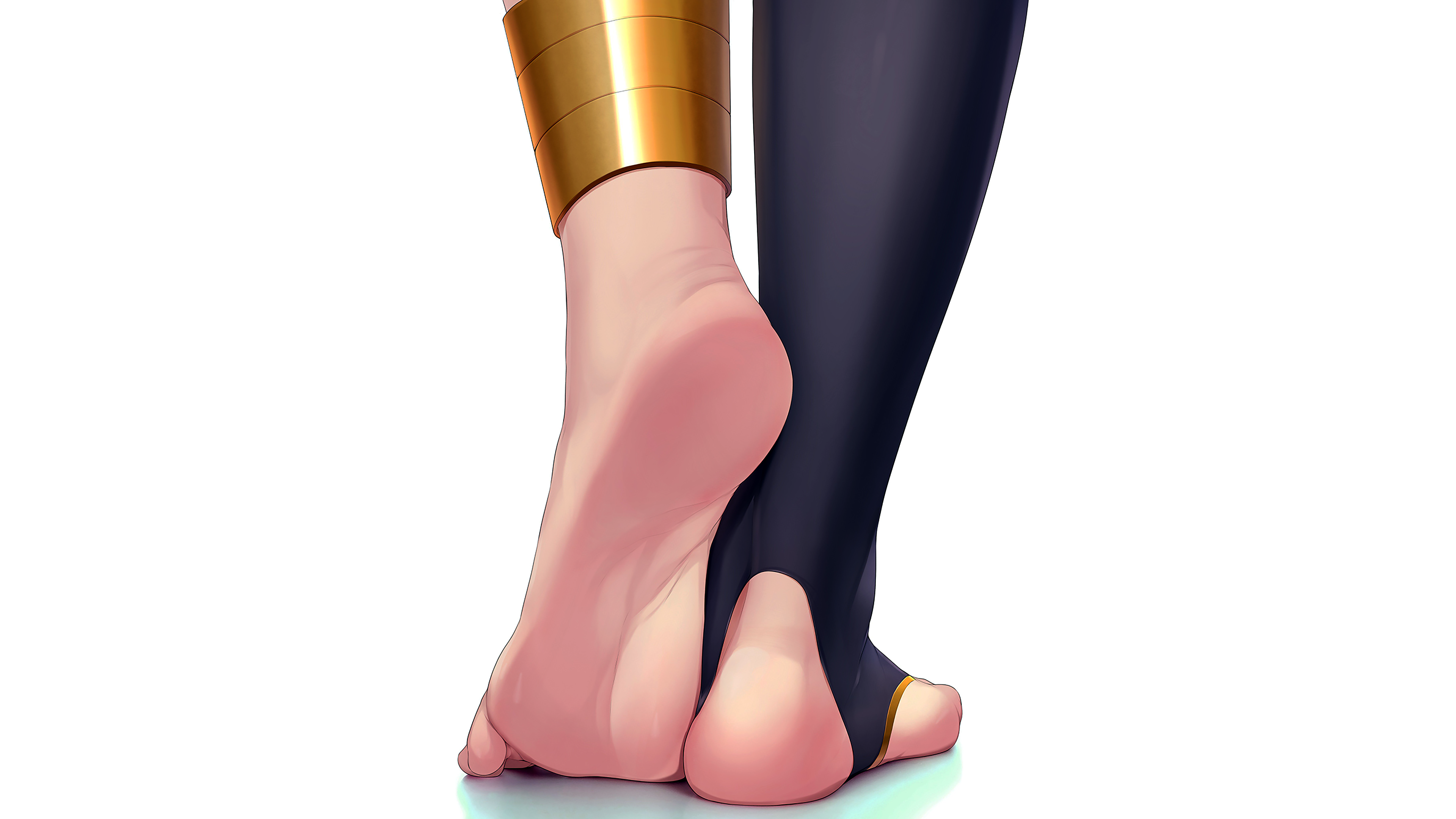 Ishtar Fate Grand Order POV Feet Barefoot Foot Sole Toeless Legwear Toes White Background 3840x2160