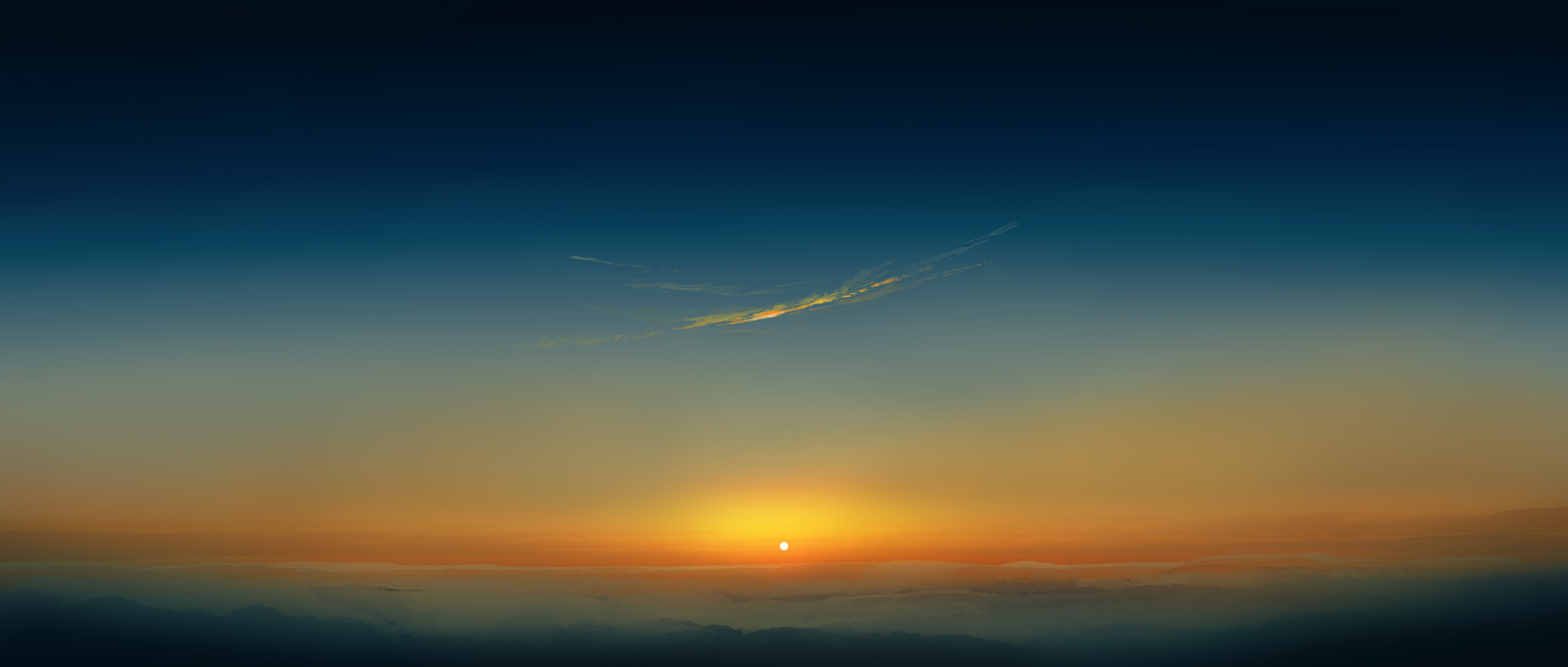 Gracile Digital Art Artwork Illustration Ultrawide Wide Screen Sunset Sky Clouds Minimalism 5640x2400