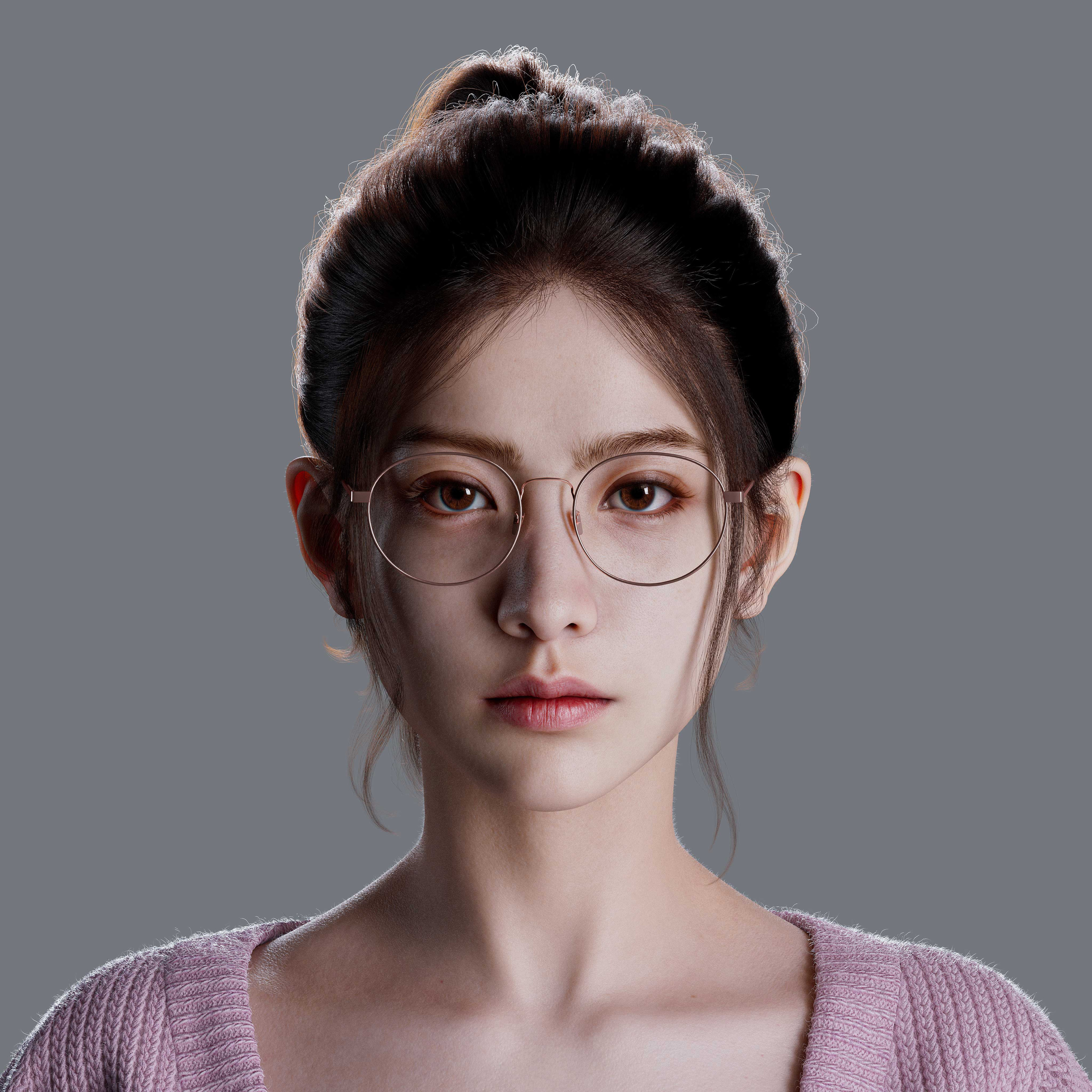 Forever Artist CGi Women Asian Portrait Glasses 3840x3840