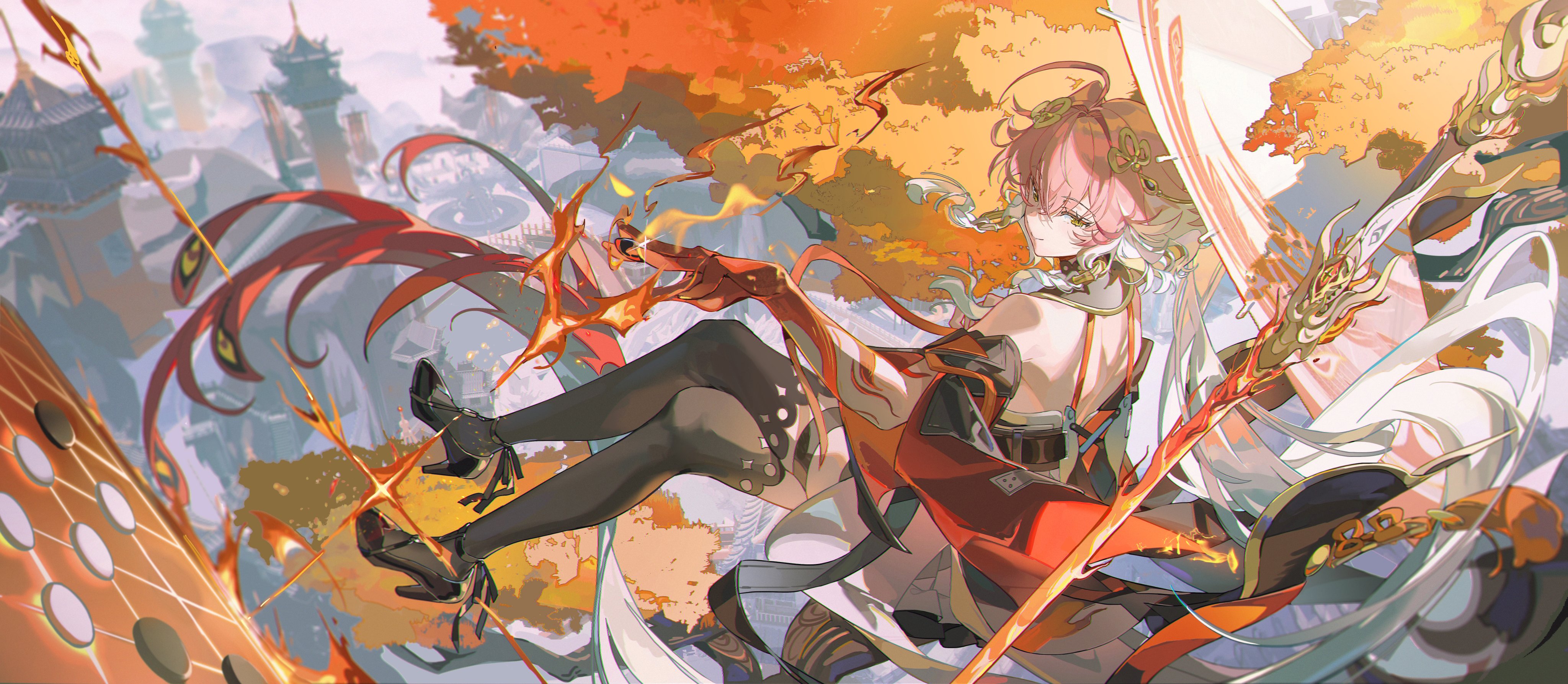 Wuthering Waves Changli Wuthering Waves Anime Girls Digital Art Video Game Art 4096x1789
