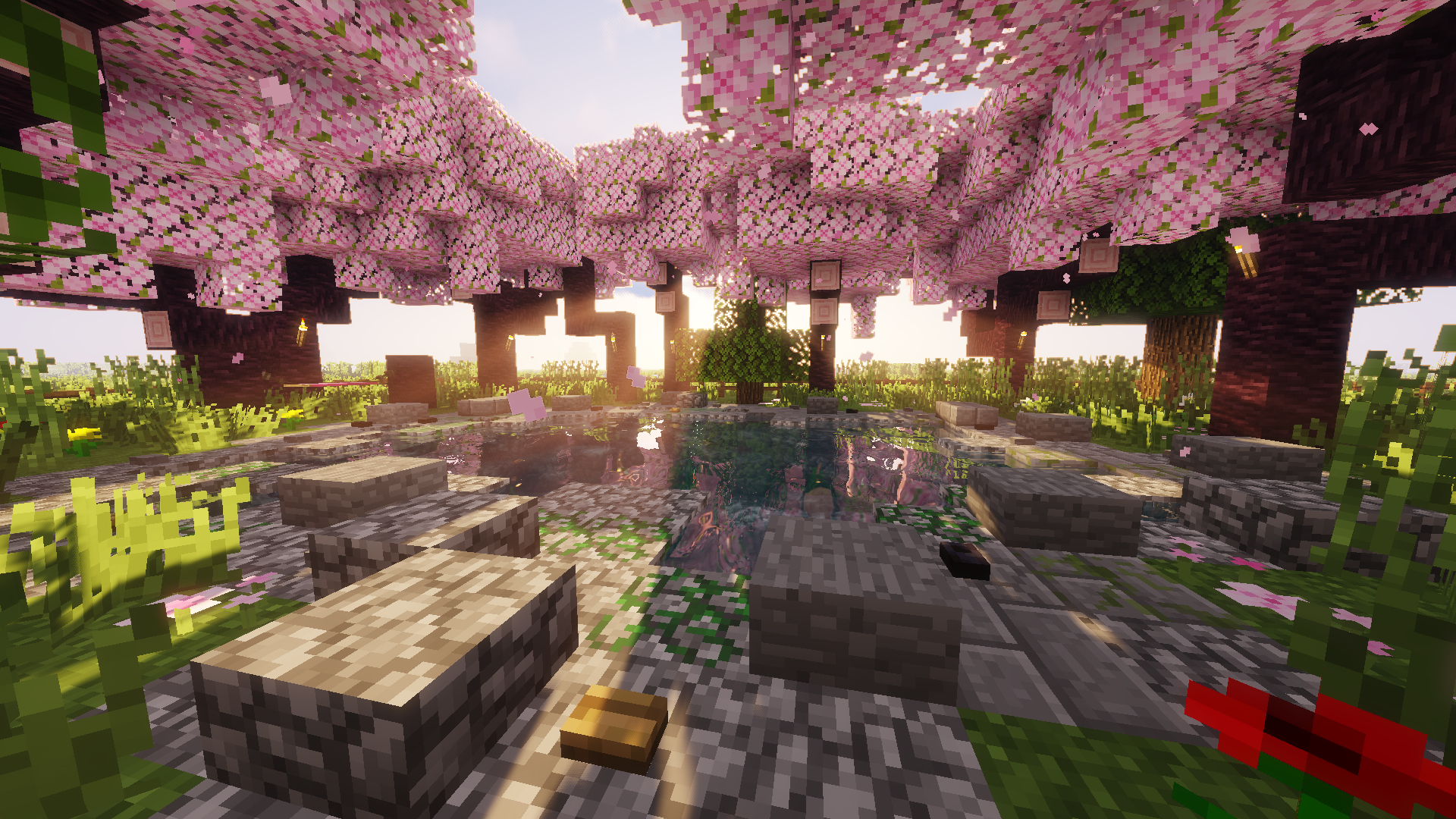 Minecraft Shaders Cherry Blossom Relaxing Daylight Calm Chill Out 1920x1080