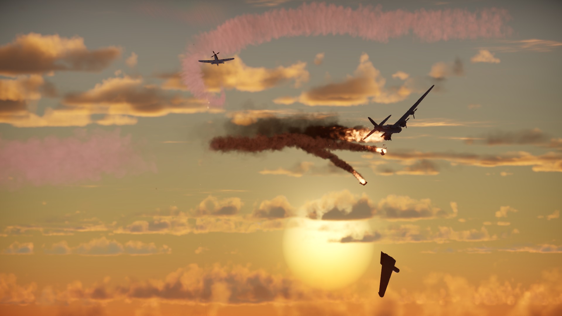 Airplane Military Aircraft War Military Aircraft War Thunder Dawn Dogfight World War Ii American Air 1920x1080