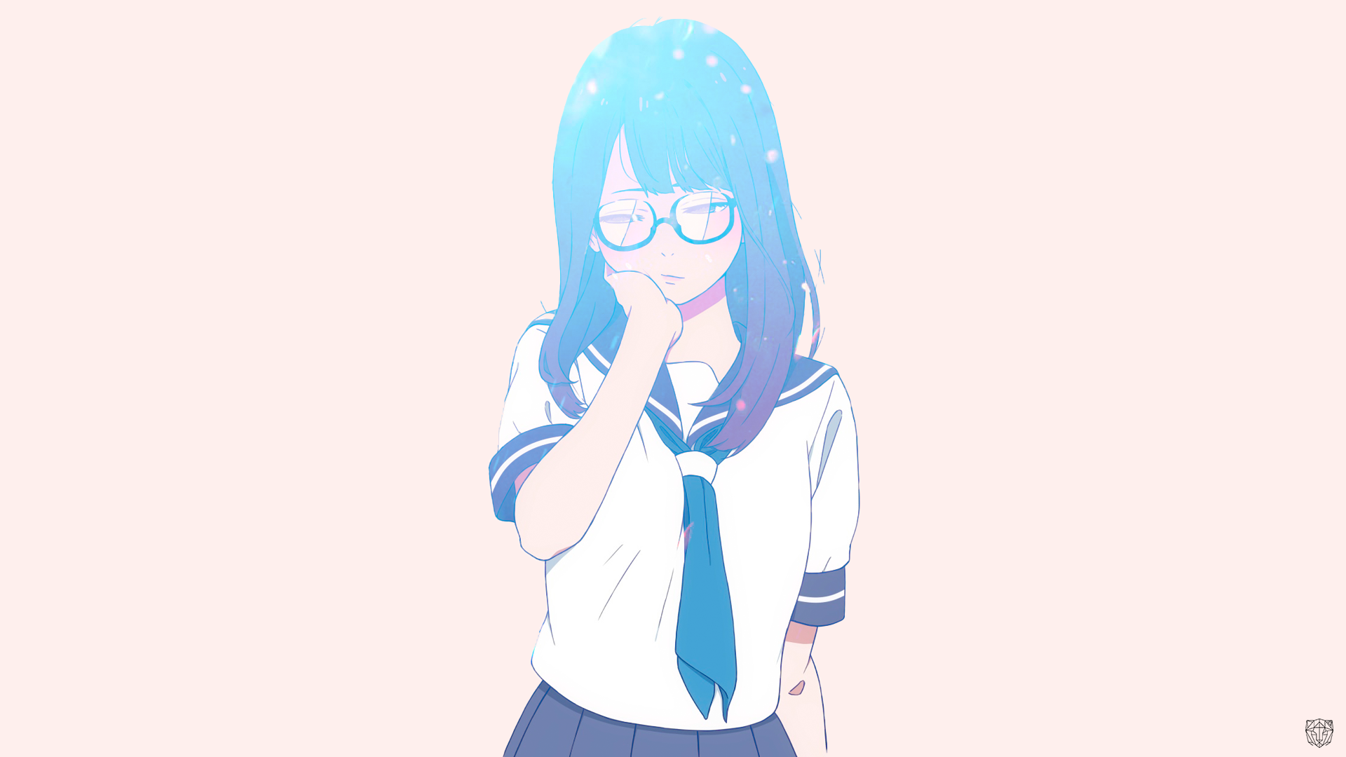 Anime Girls Pink Glasses School Girl Strikers 1920x1080
