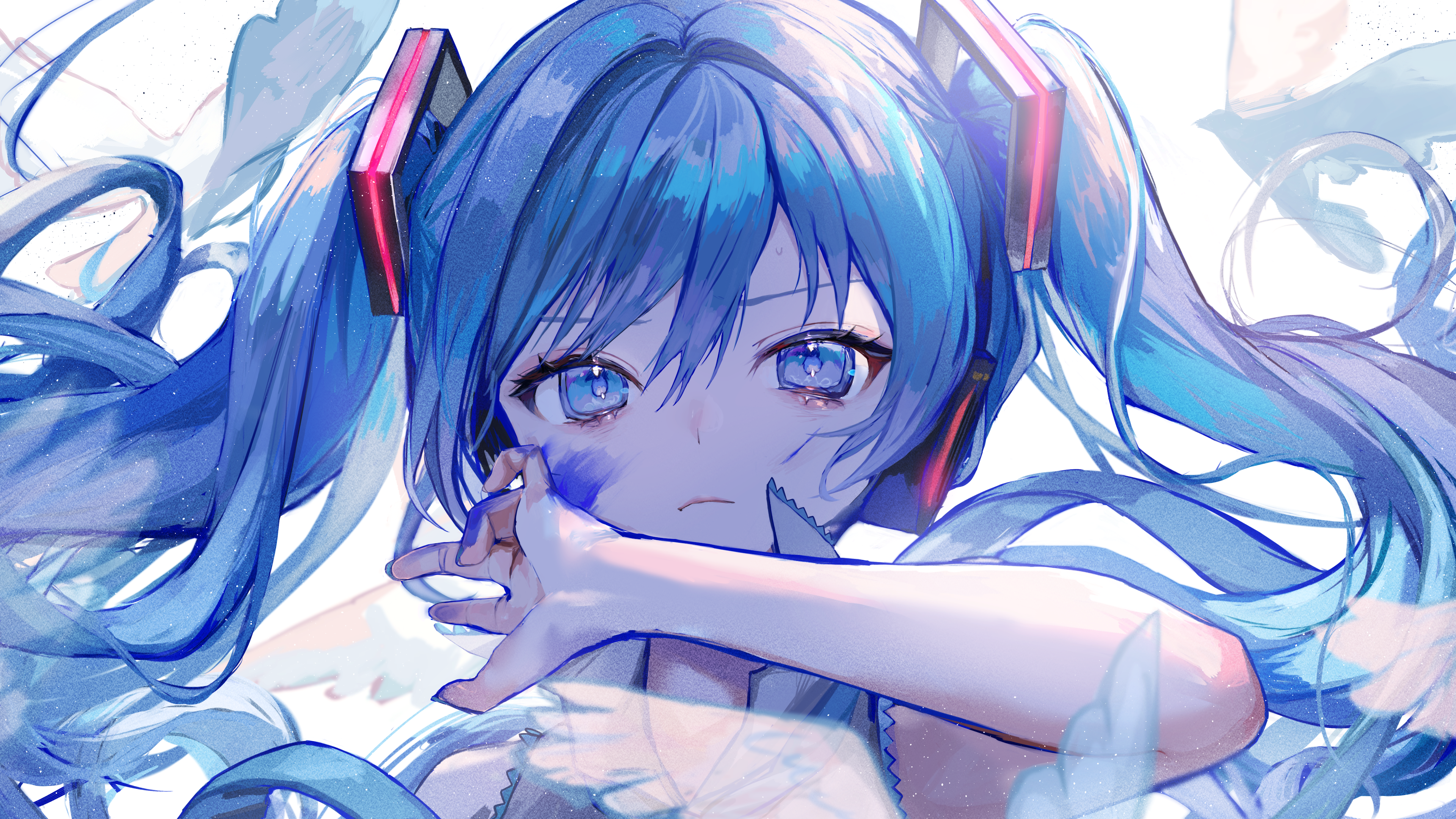 Anime Girls Anime Blue Hair Blue Eyes Ponytail 3840x2160