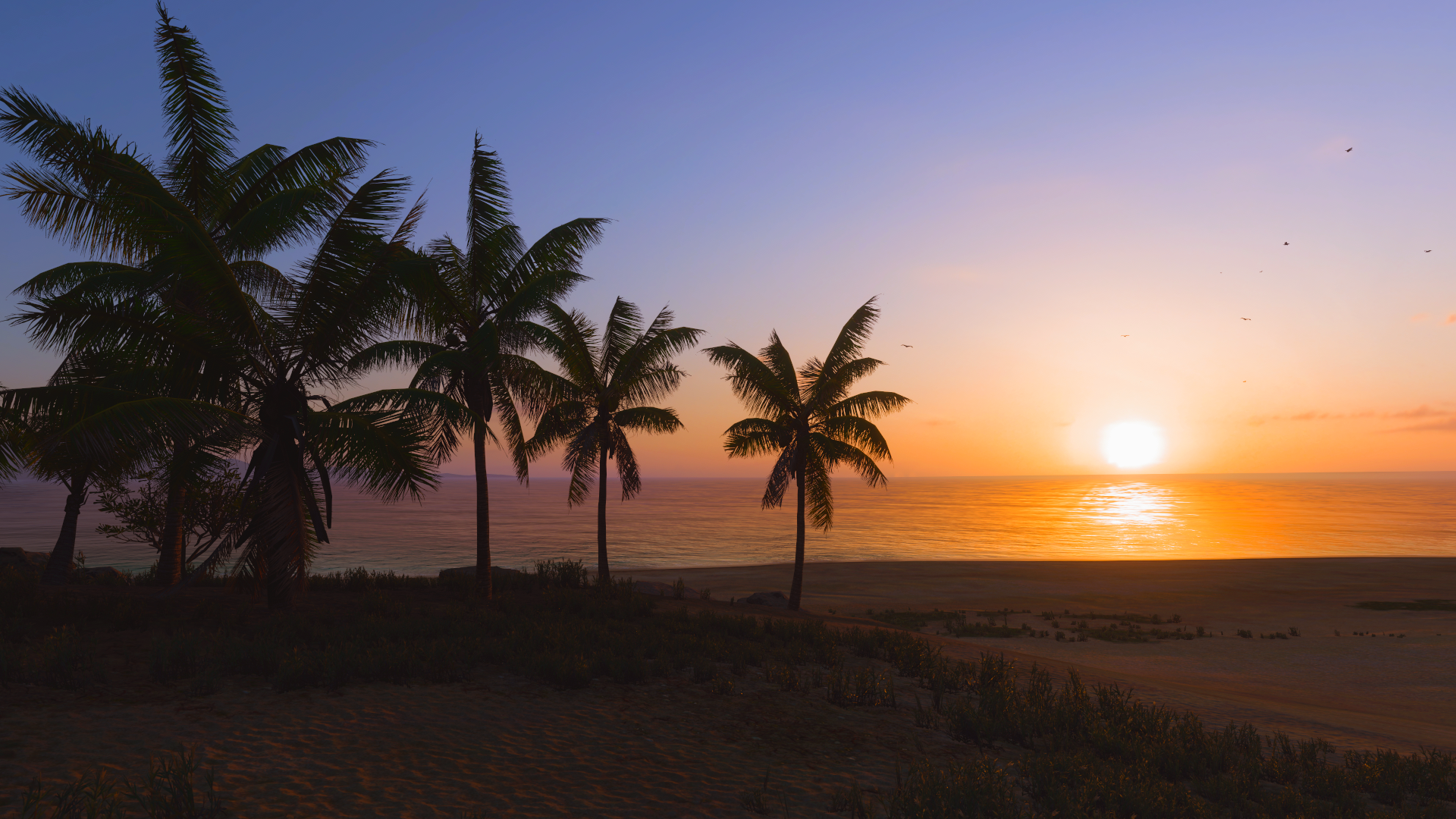 Video Games Forza Forza Horizon 5 Sky Sea Beach Palm Trees Sunset 1920x1080