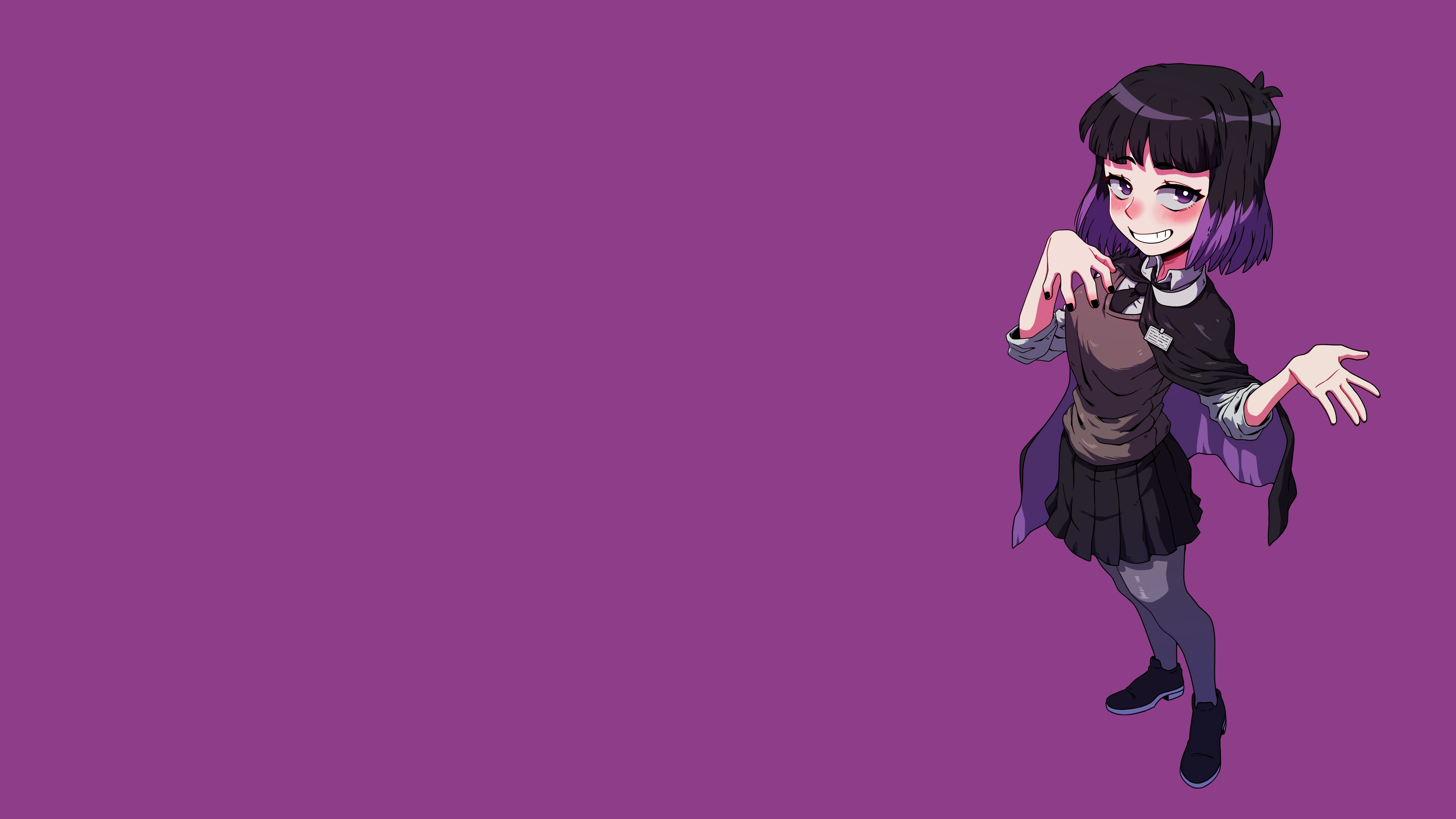 Hilda Kaisa Hilda Gradient Hair Dyed Hair Black Hair Dark Hair Purple Hair Ribbon Black Ribbons Cape 5120x2880