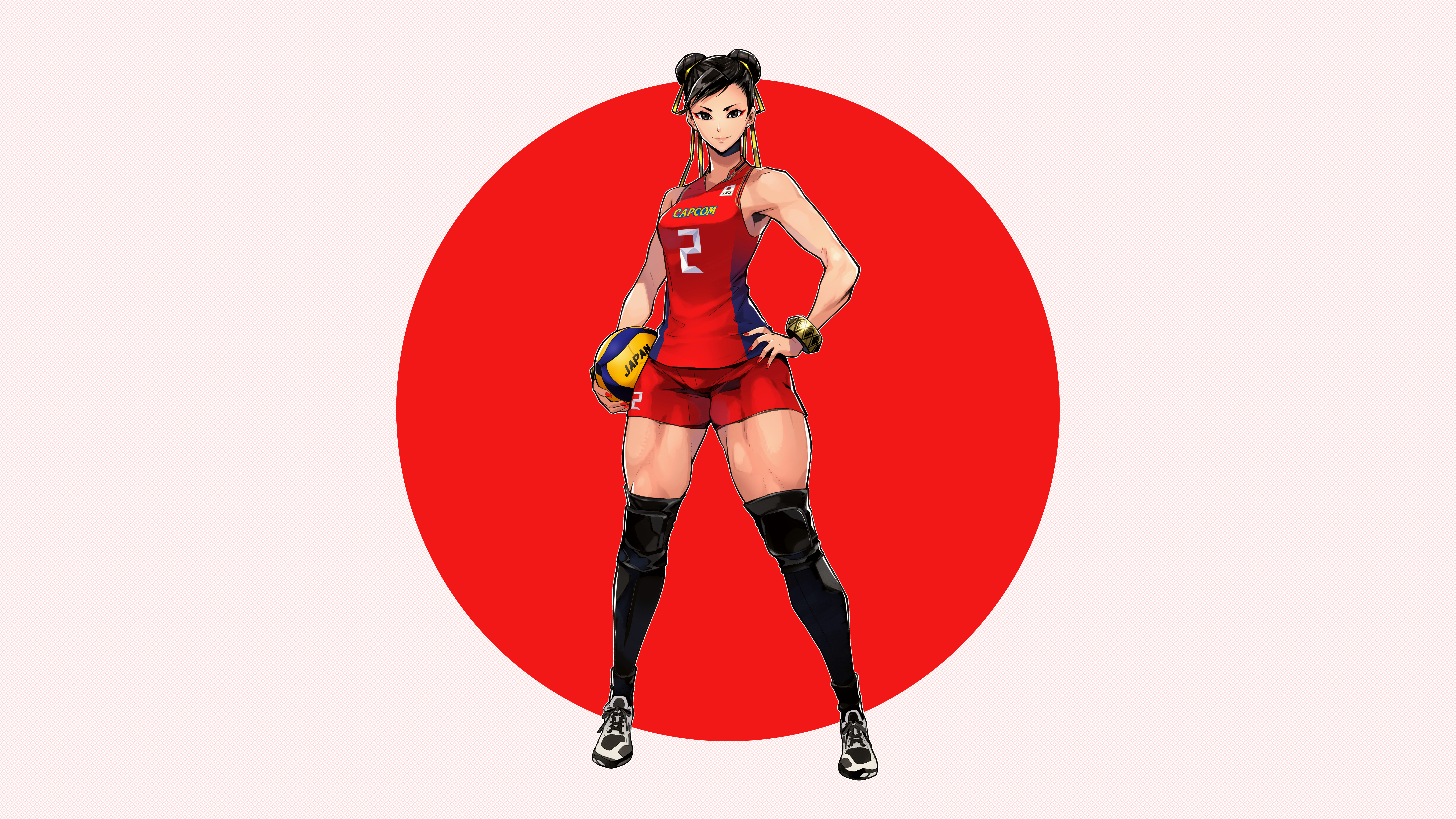 Chun Li Street Fighter Volleyball Volleyball Player Japan Japanese Flag Sportswear Shorts Tank Top B 7680x4320