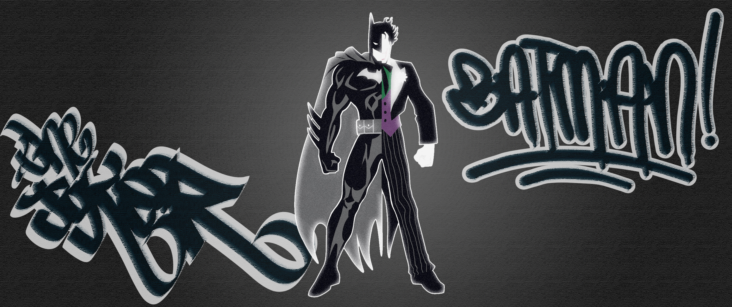 Batman Joker Vector Simple Background Graffiti Illustration 2500x1050