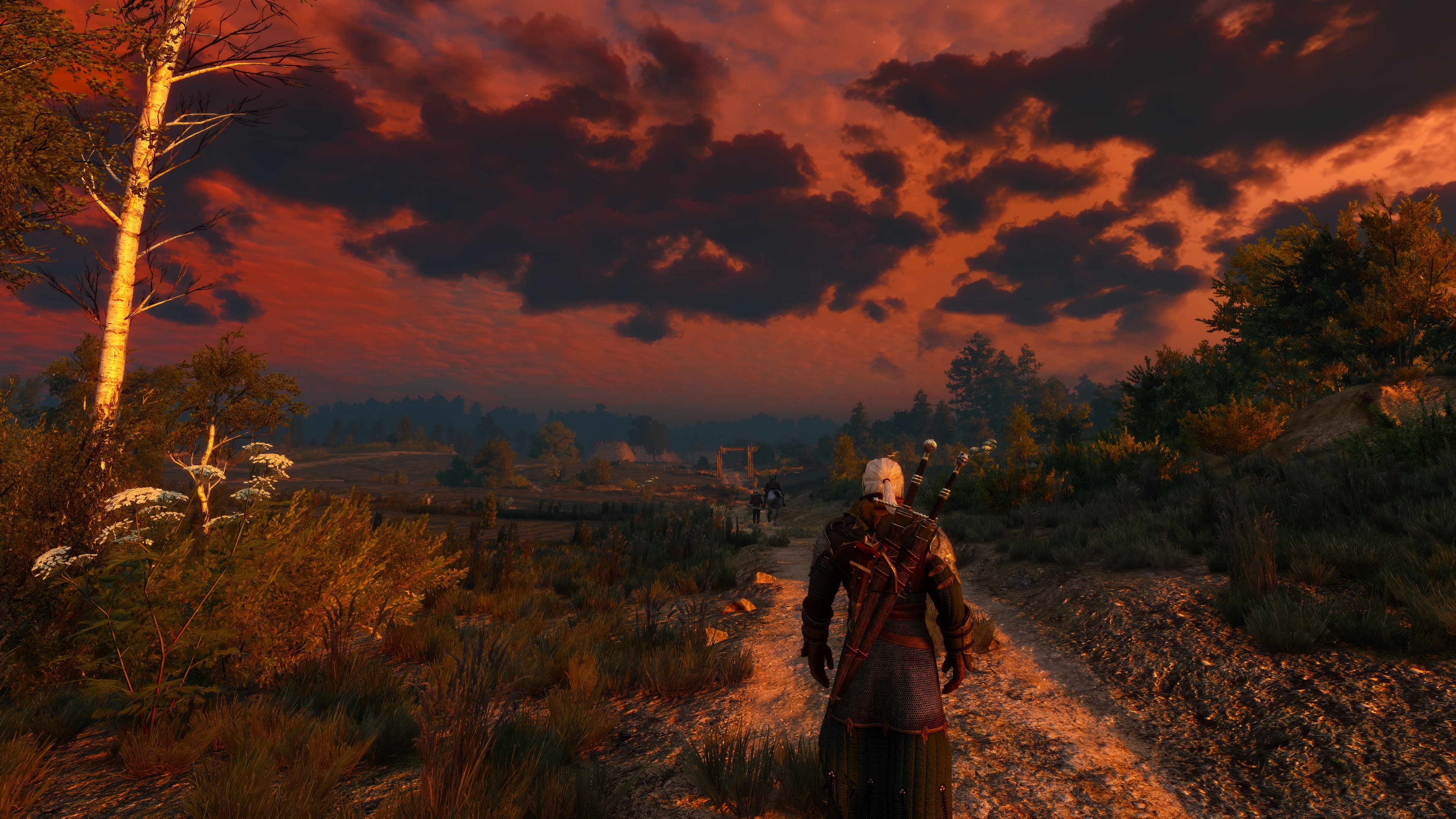 The Witcher 3 Wild Hunt Screen Shot PC Gaming Geralt Of Rivia Sunset 3840x2160