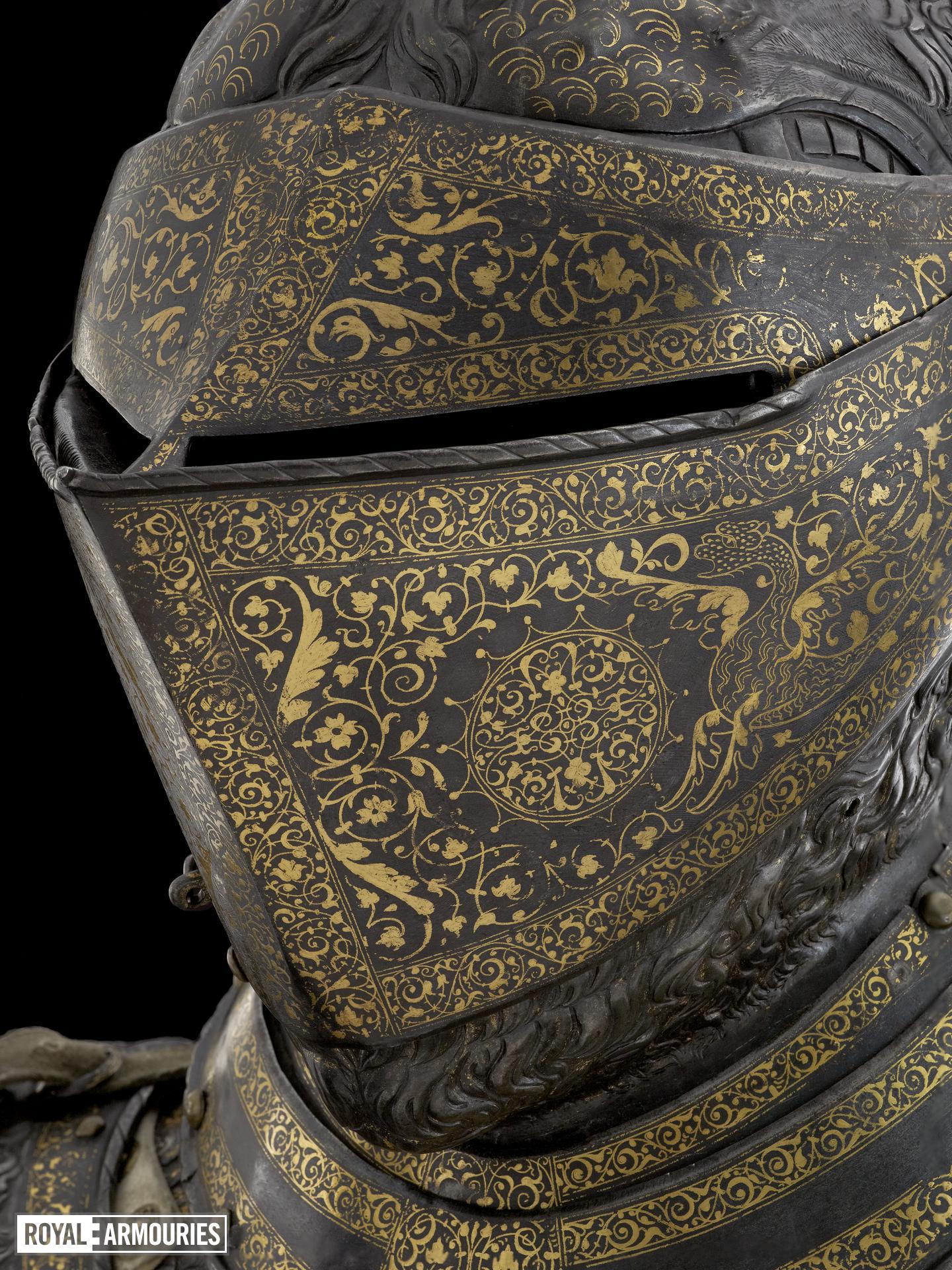 Armor Armet Cuirass Engraving Gold Engravings European Knight King Men Portrait Display 1440x1920