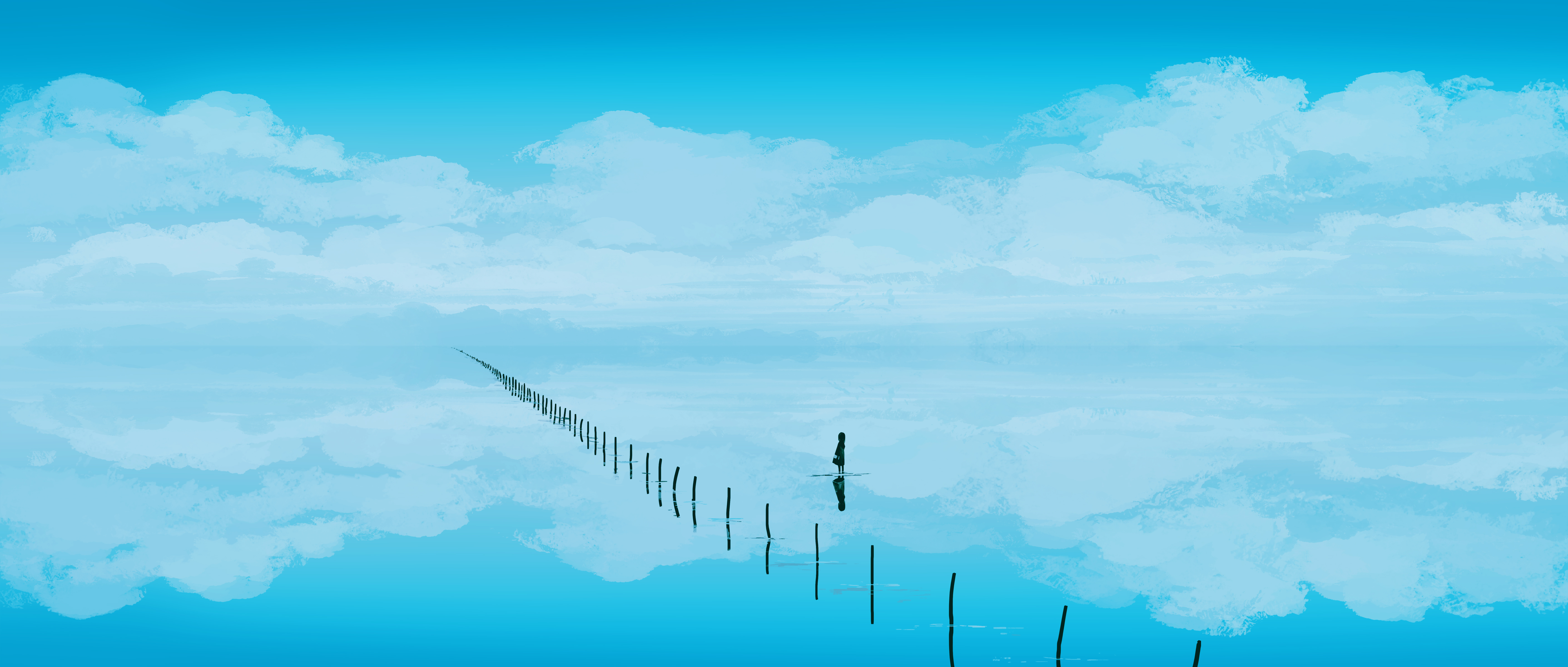Gracile Digital Art Artwork Illustration Landscape Water Clouds Sky Reflection Nature 5640x2400