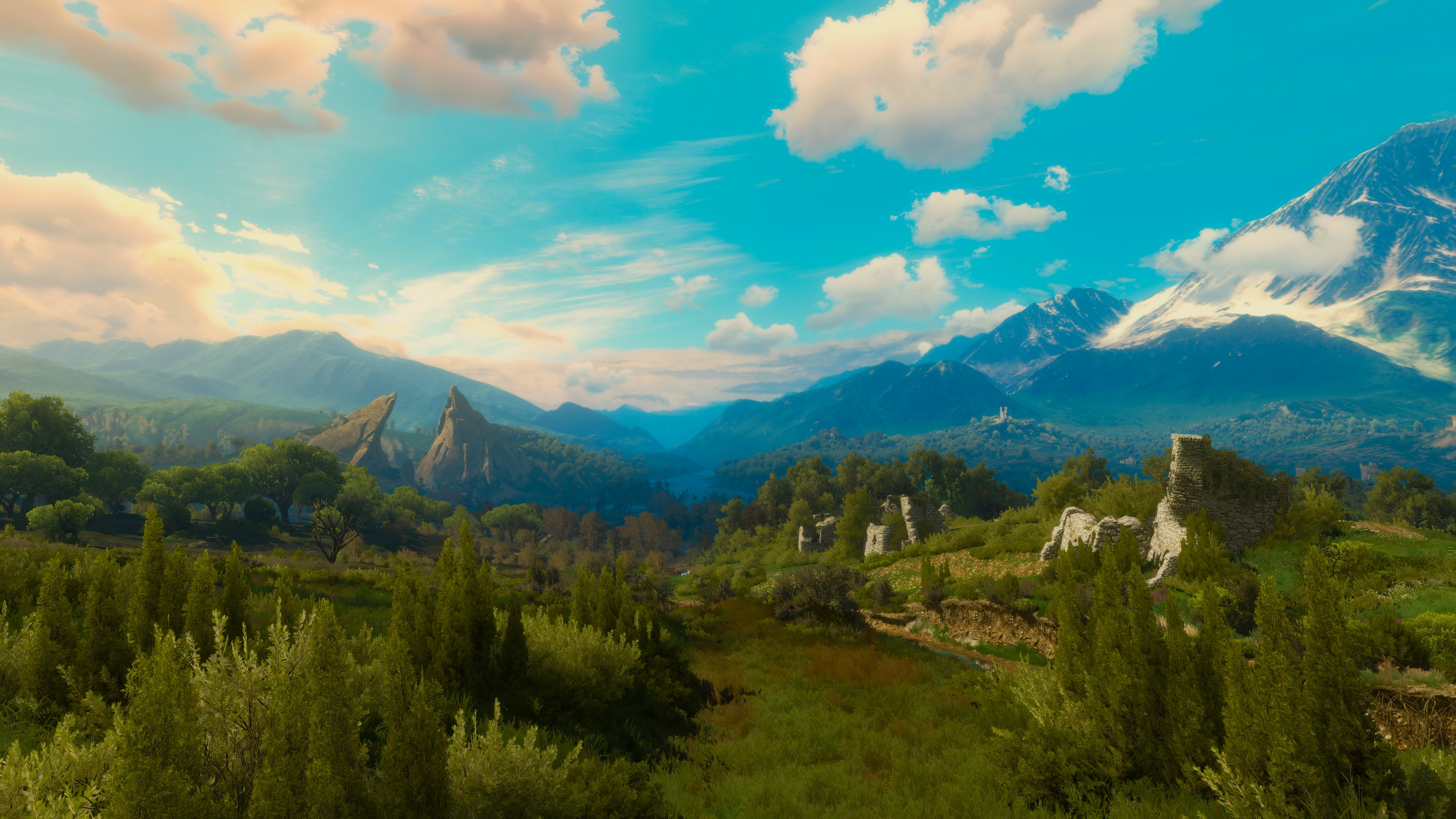 The Witcher 3 Wild Hunt Screen Shot PC Gaming Tussent Landscape The Witcher 3840x2160