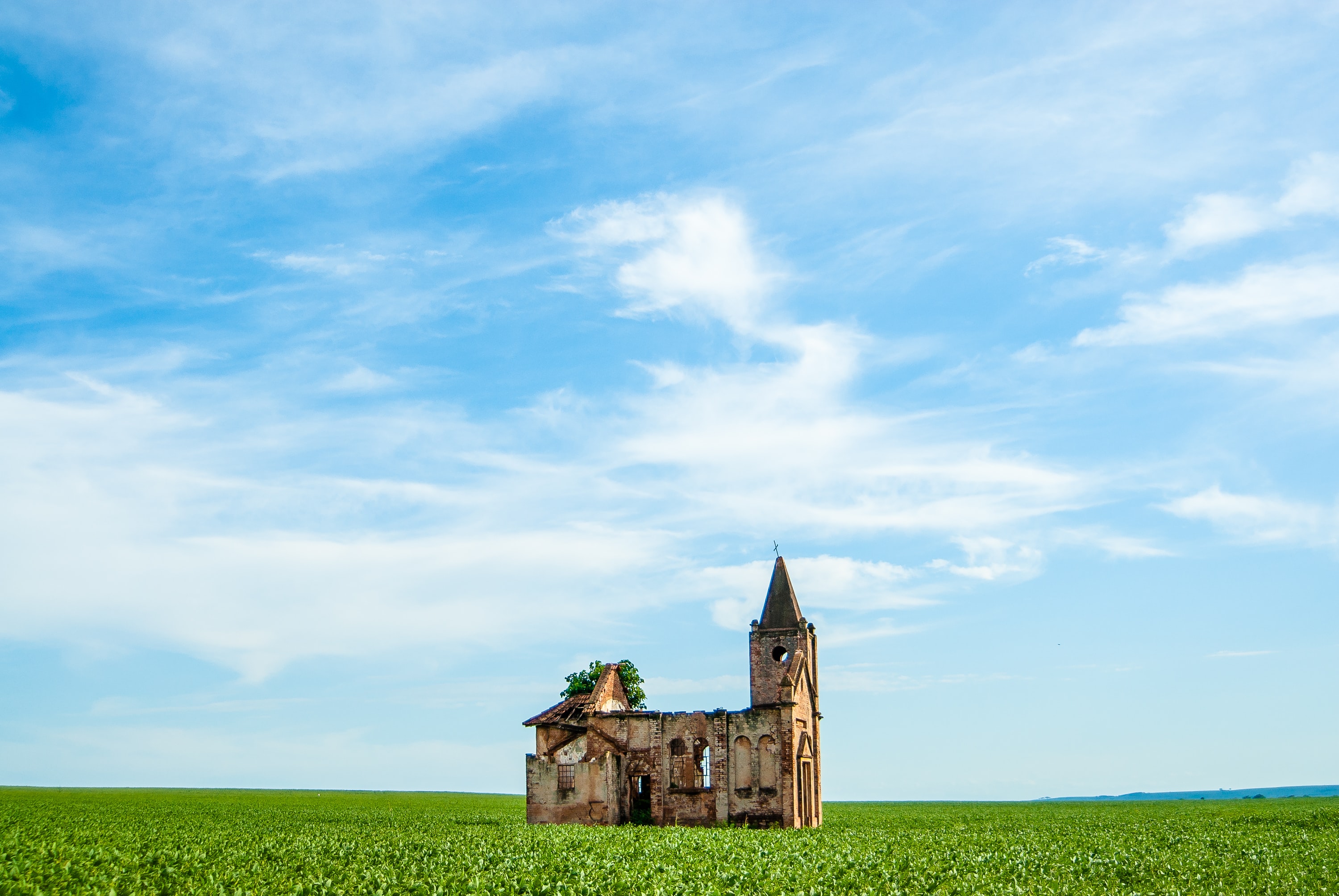 Architecture Building Old Building Horizon Church Ruins Field Nature Landscape Clouds Abandoned Sao  3000x2008