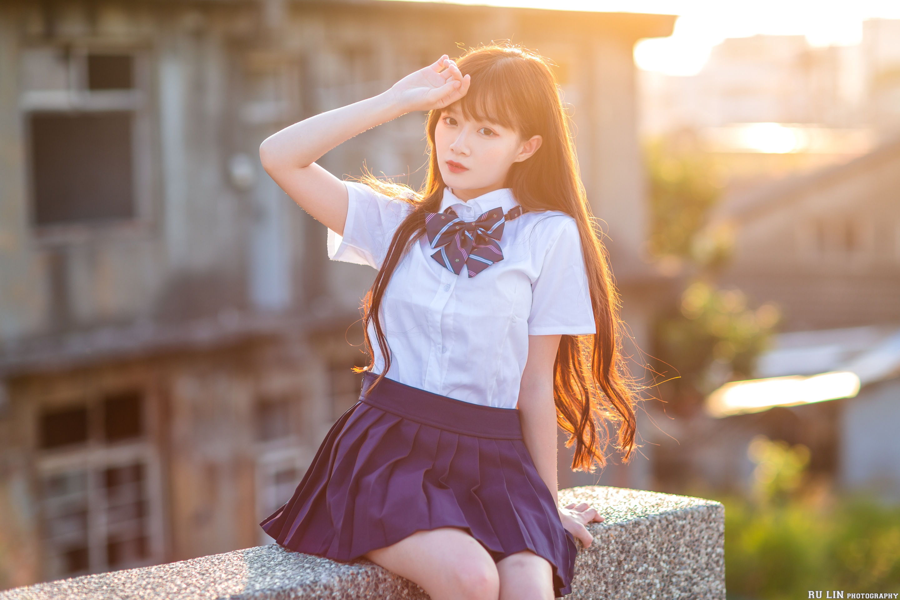 Asian Model Women Taiwanese School Uniform Depth Of Field 2880x1920