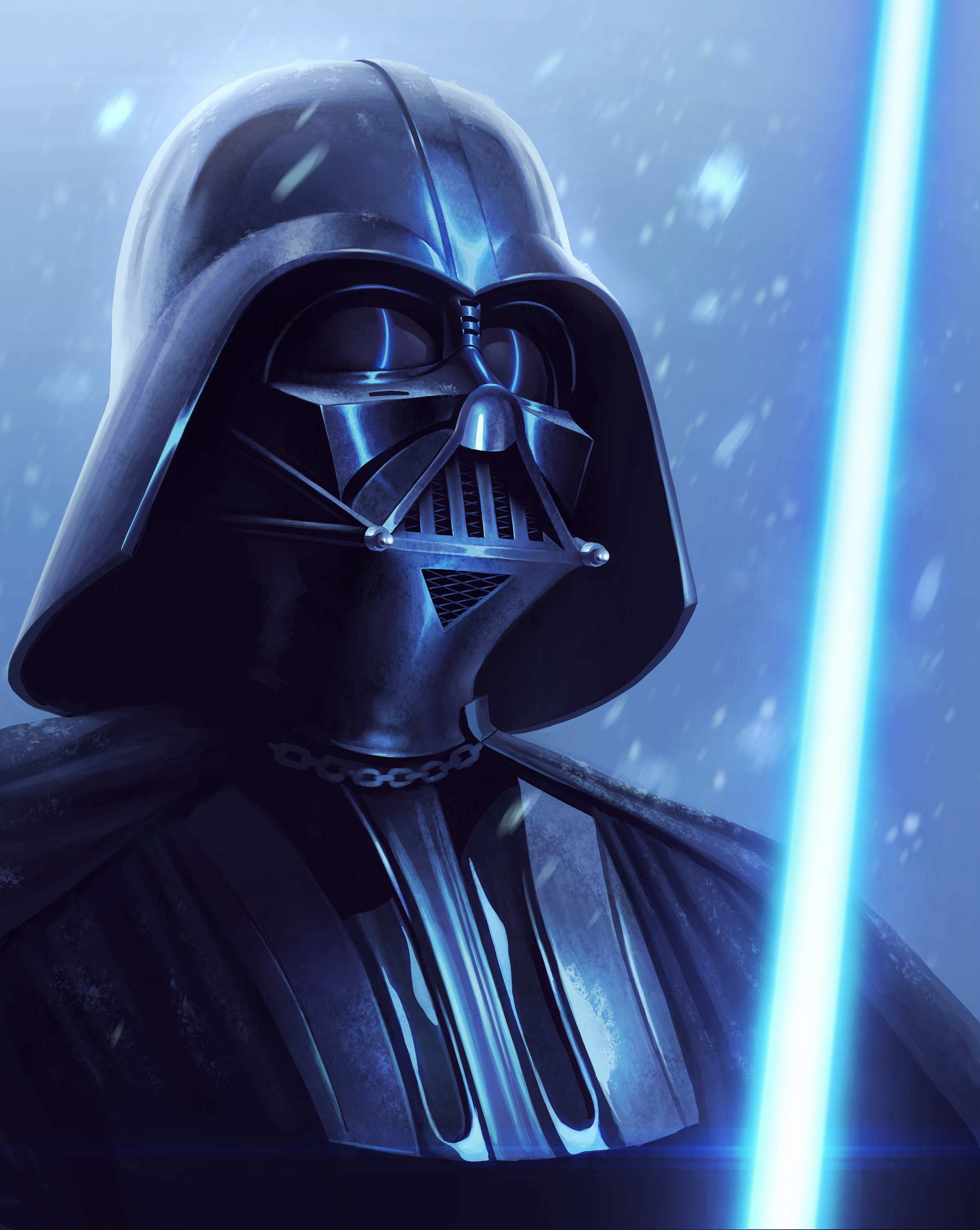 Star Wars Darth Vader Sith Lightsaber Blue Background Blue Movies 2390x3000