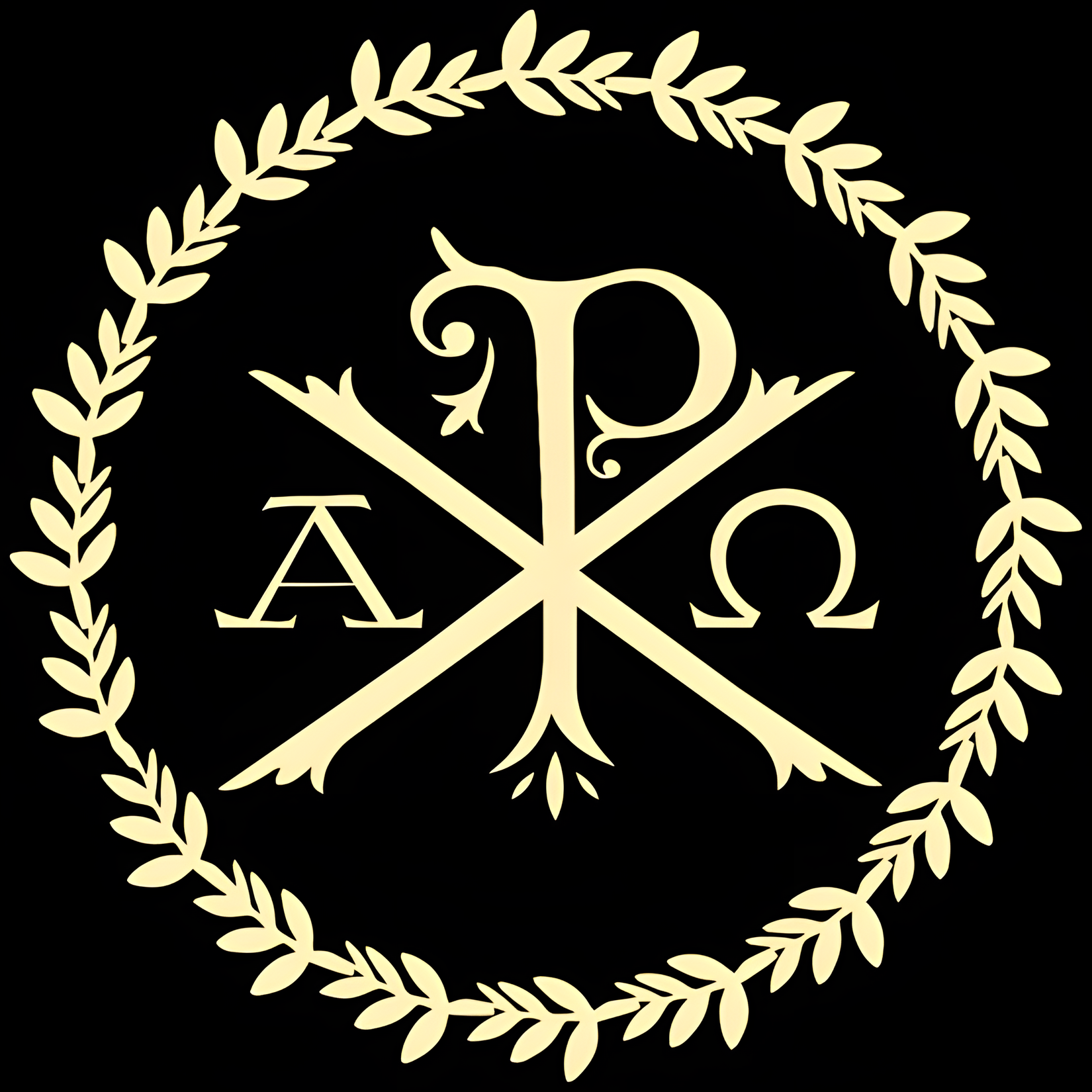 Chi Rho Christianity Catholic Alpha Omega Latin Wreath 1650x1650