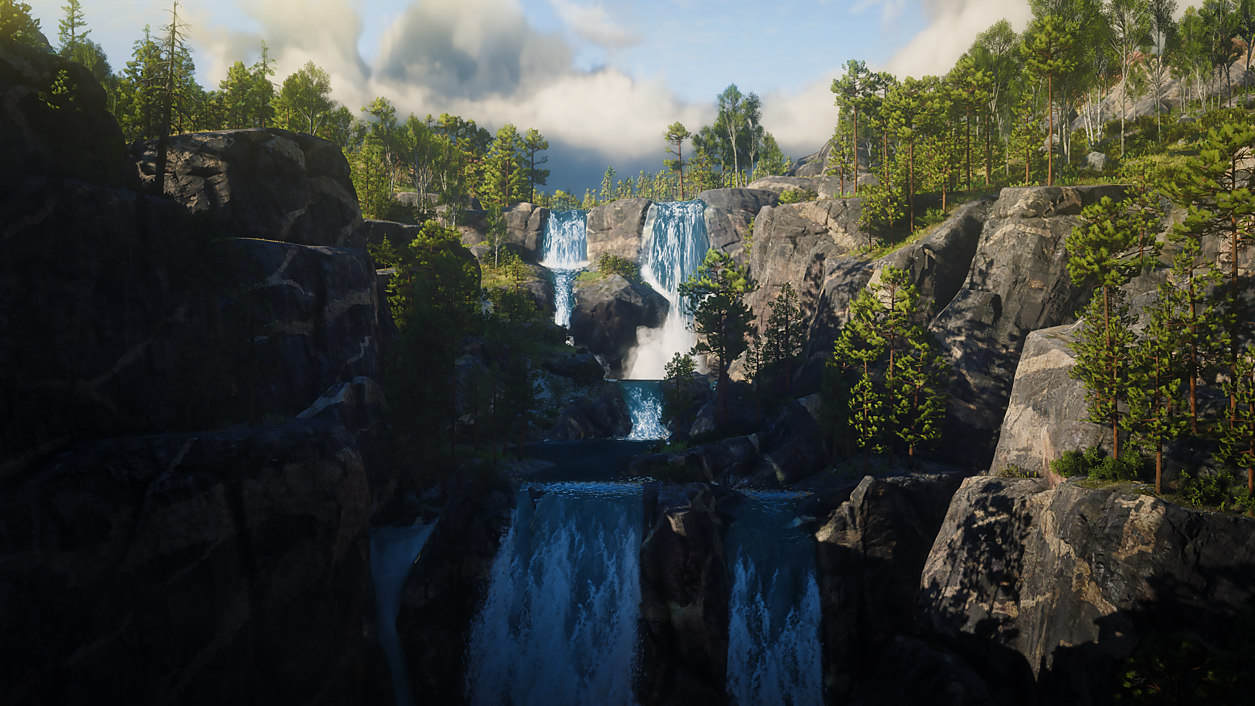 Waterfall CGi Red Dead Redemption 2 Nature Spring Mountains 2560x1440