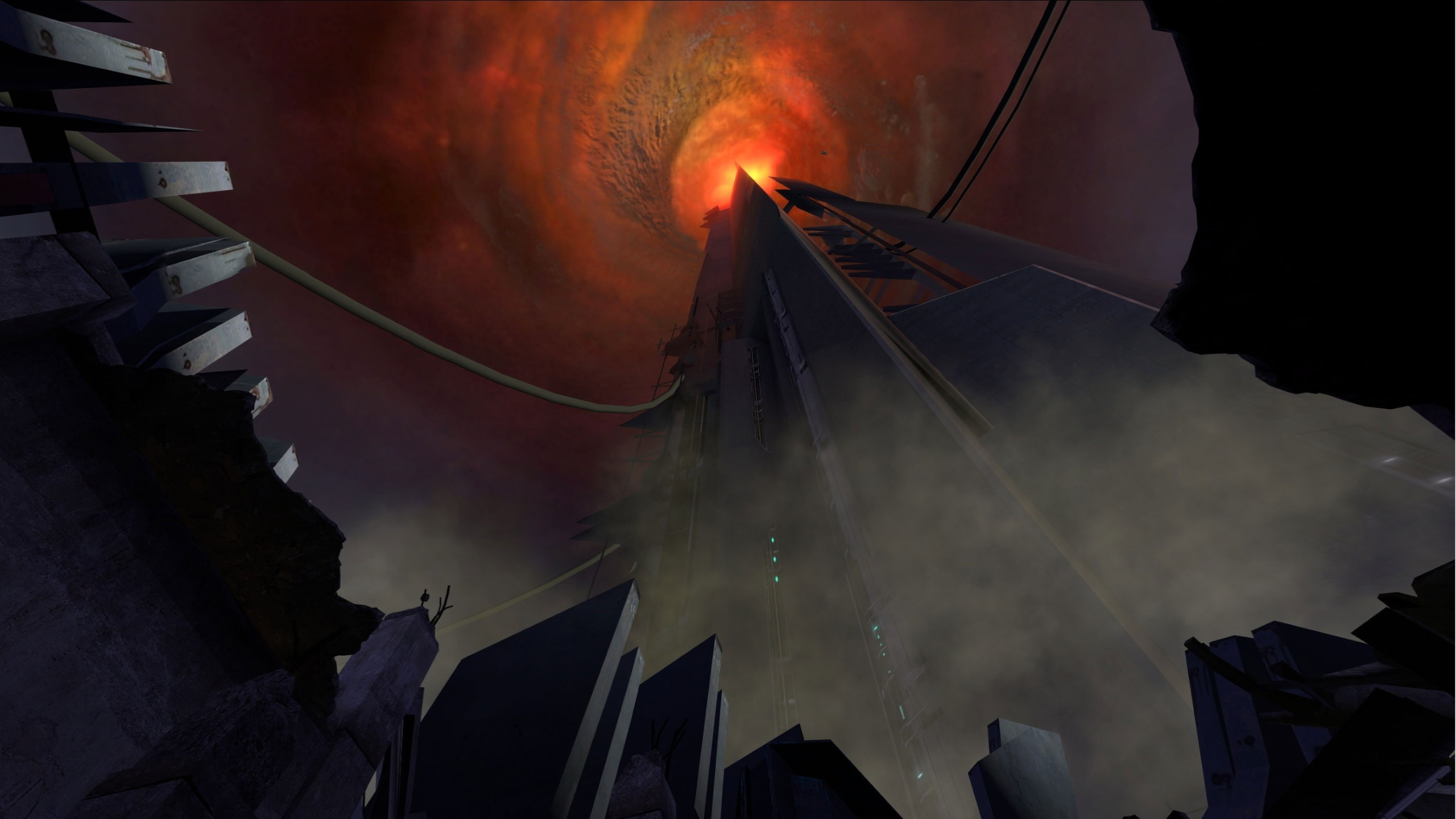 Half Life 2 Episode One Half Life 2 Citadel Red Sky Apocalyptic Storm Clouds Video Games 2560x1440
