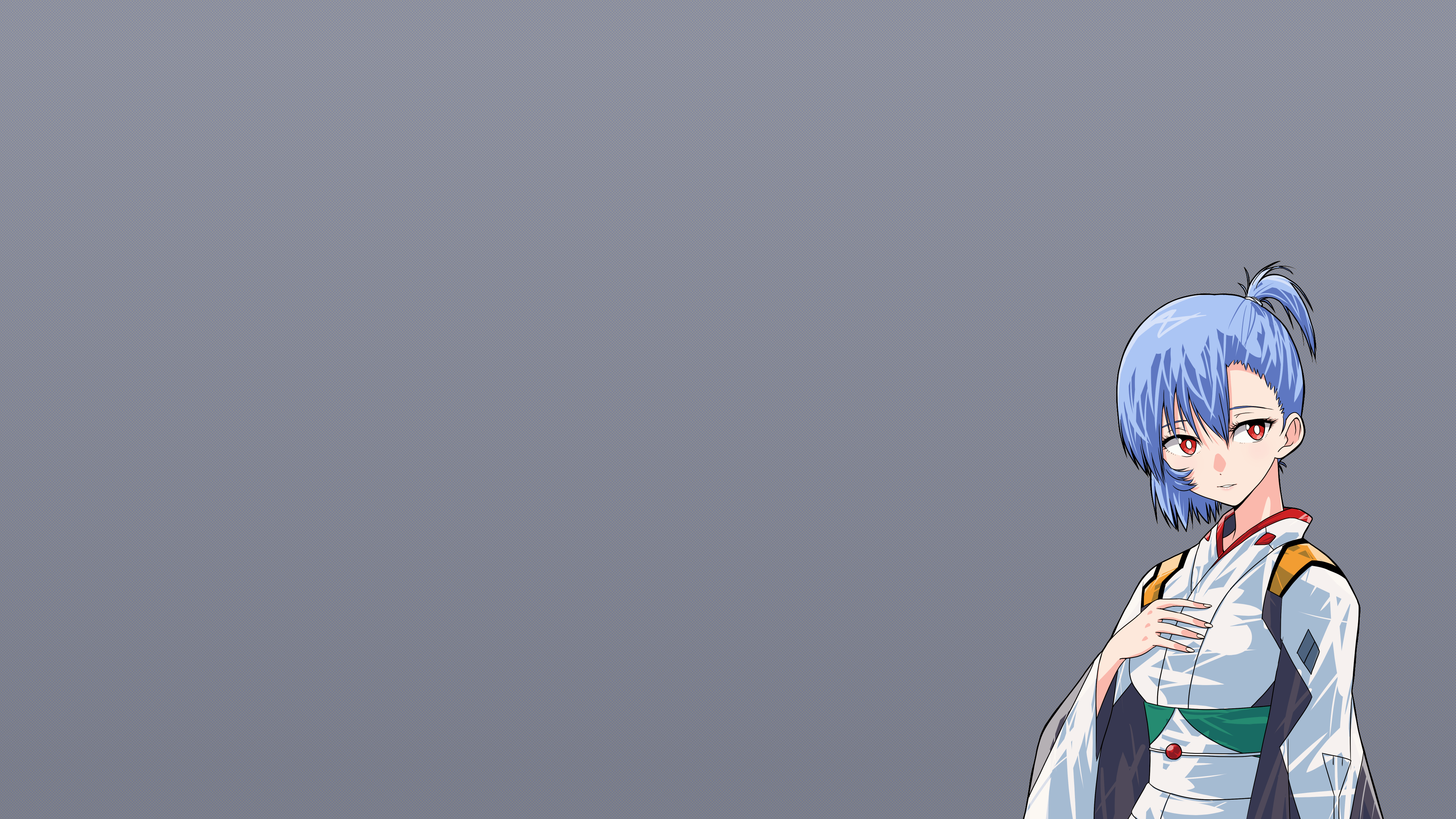 Bangs Blunt Bangs Red Eyes Ponytail Blue Hair Shoulder Length Hair Pale Ayanami Rei Neon Genesis Eva 3840x2160