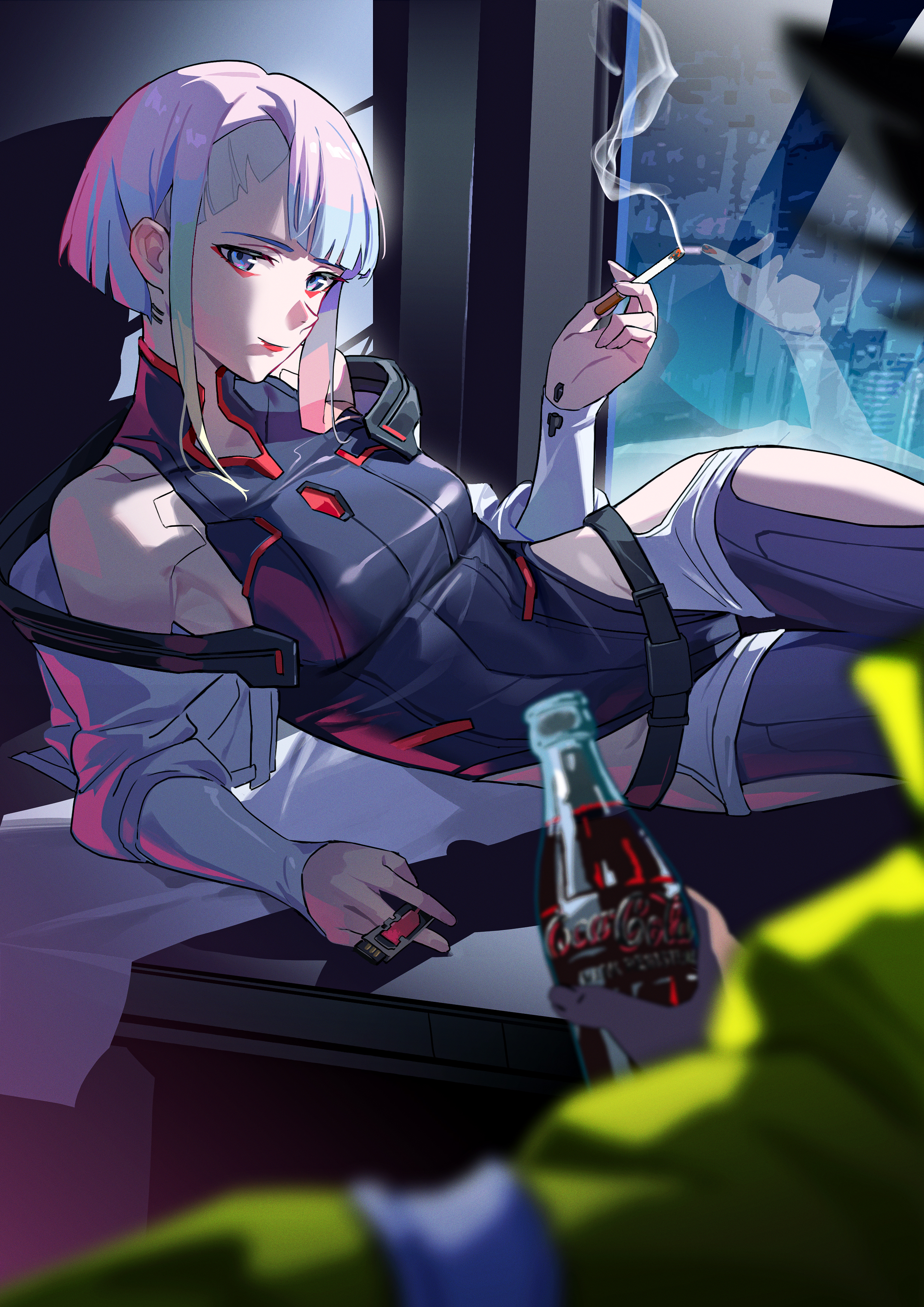 Bigroll Lucyna Kushinada Cyberpunk Edgerunners Cyberpunk 2077 Noise Digital Art Anime Girls Frontal  2480x3508