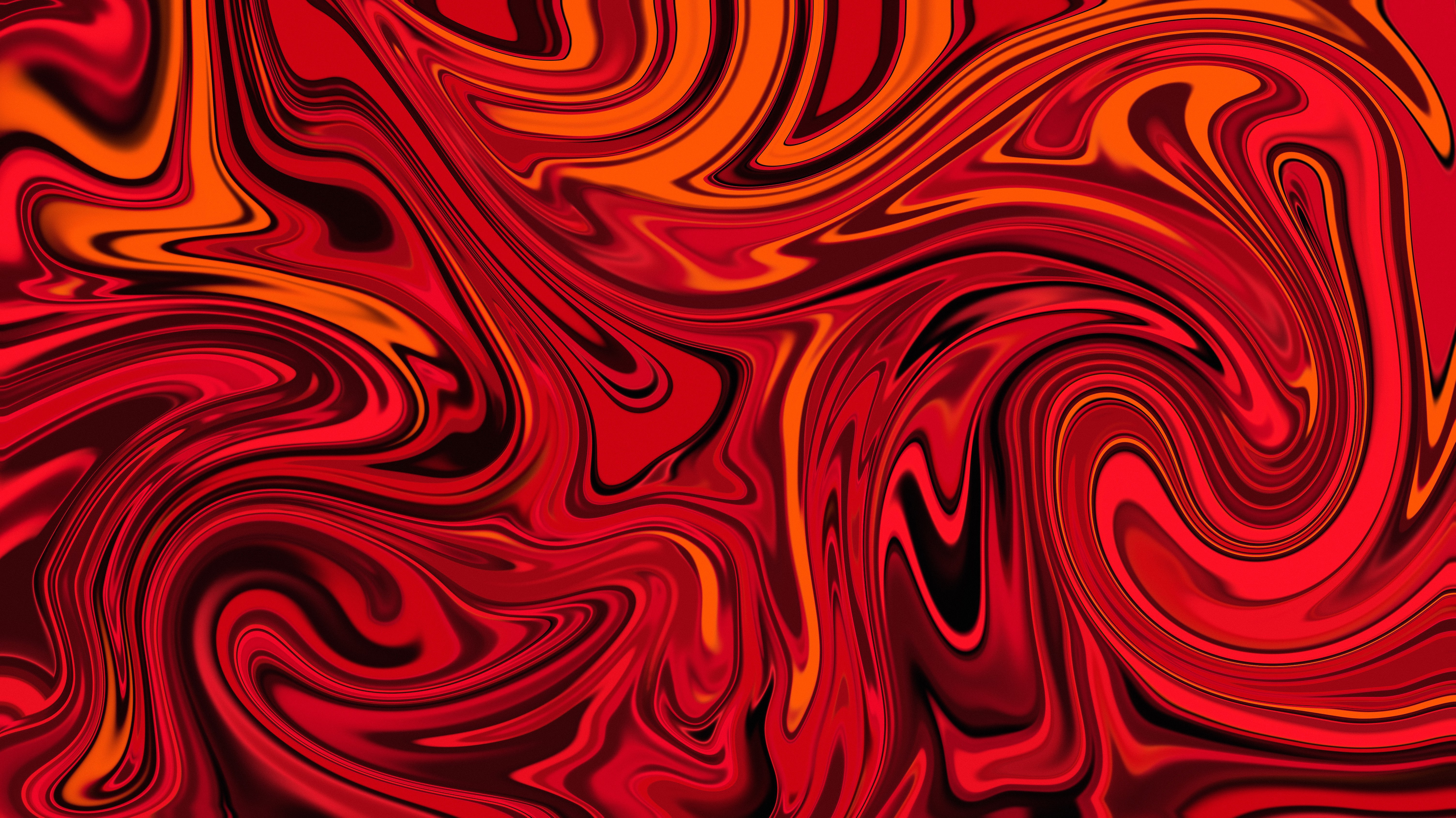 Abstract Swirls Curved Fluid Digital Art Pattern Vibrant Orange Background Orange 6016x3384