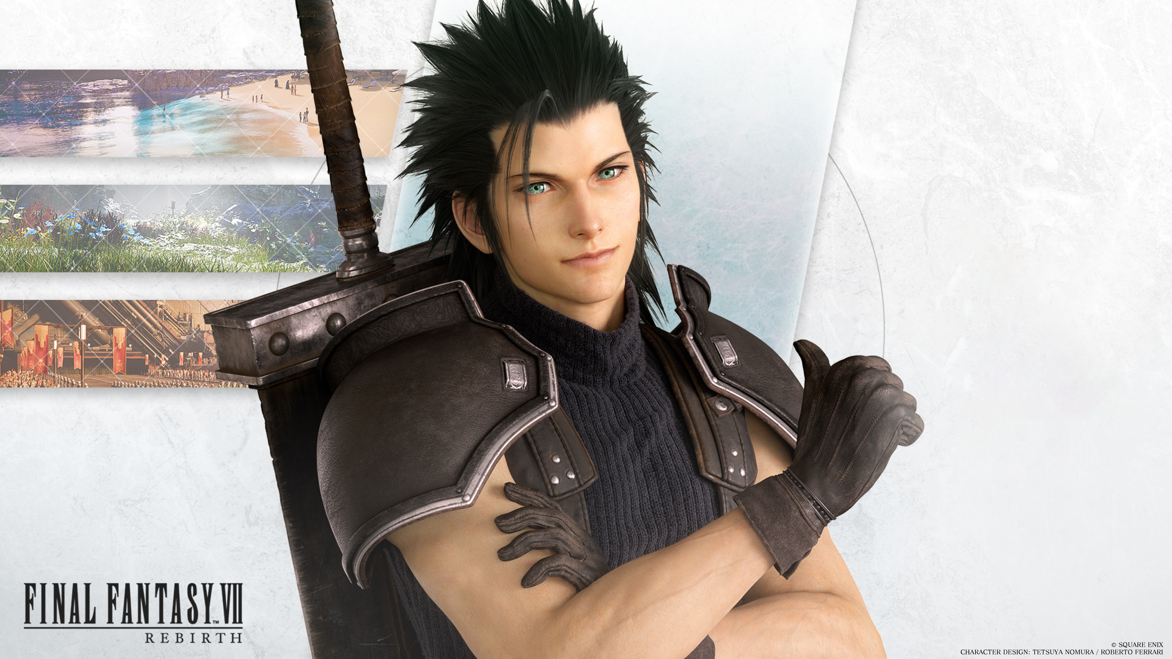 Zack Fair Final Fantasy Vii Video Game Men Video Games White Background Dark Hair Sword Final Fantas 3840x2160